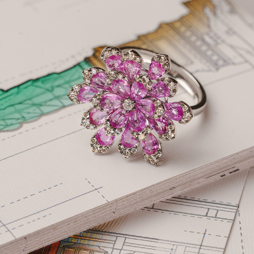 Fiora Diamond Pink Sapphire Ring