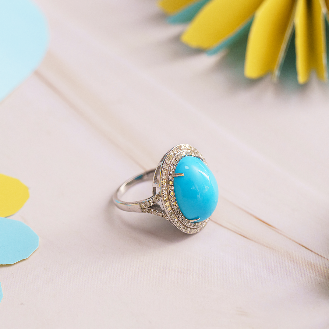 Grande diamond turquoise Ring