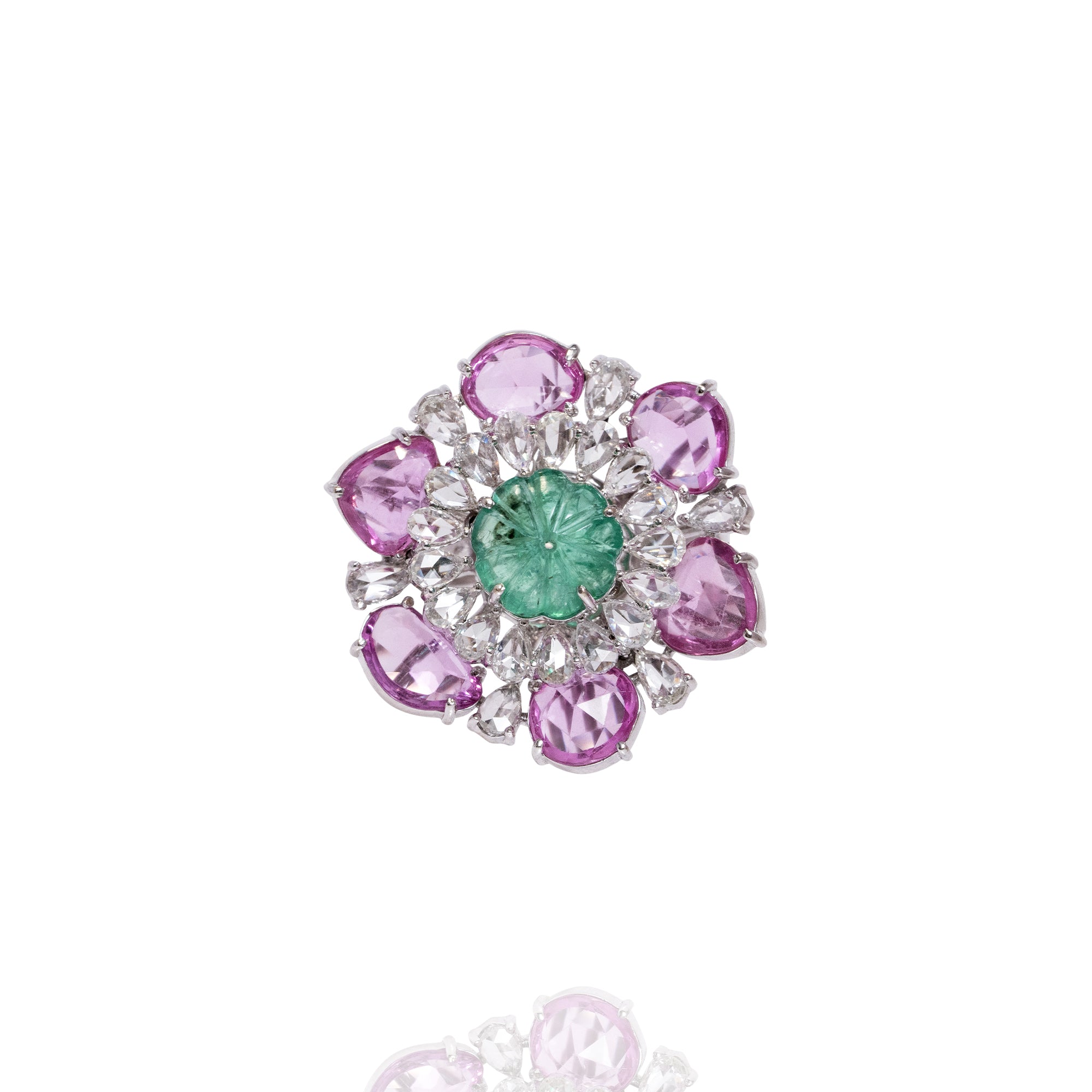 Delia Rose Cut Diamond Emerald Ring