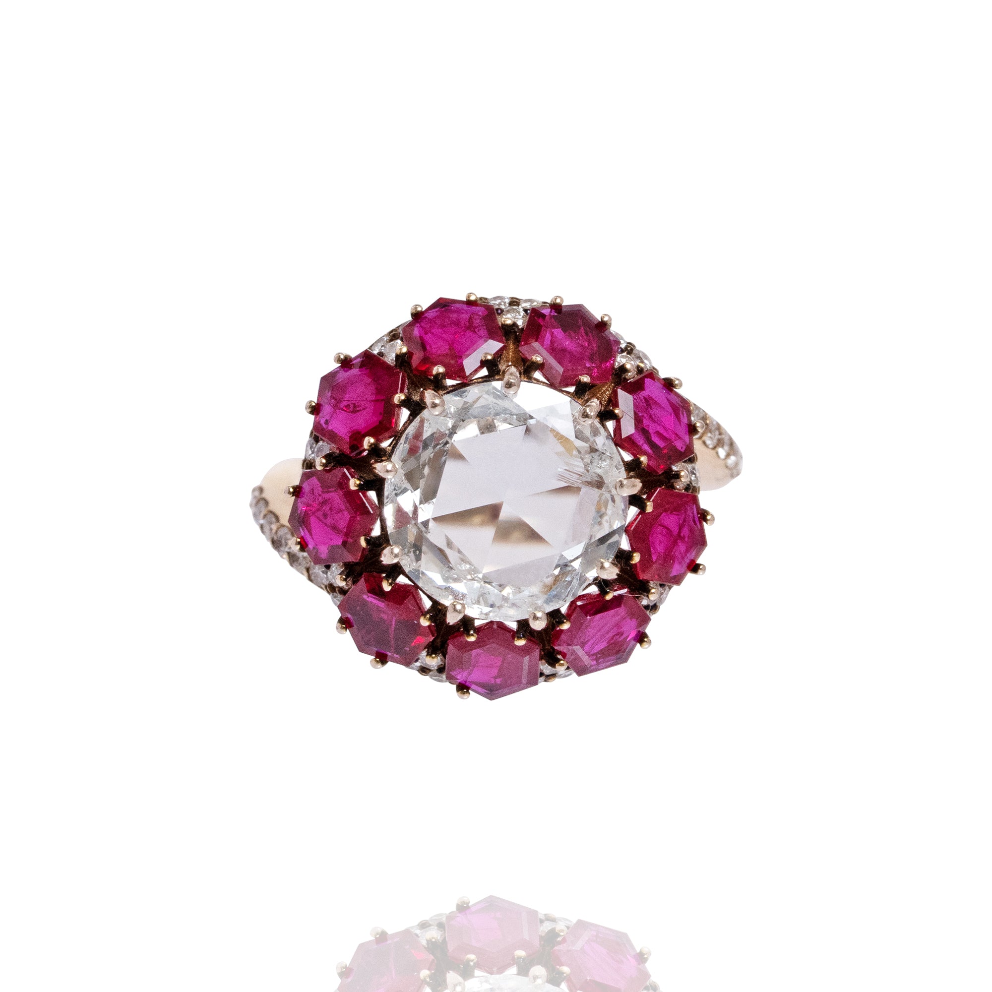 Scarlet Diamond Ruby Halo Ring