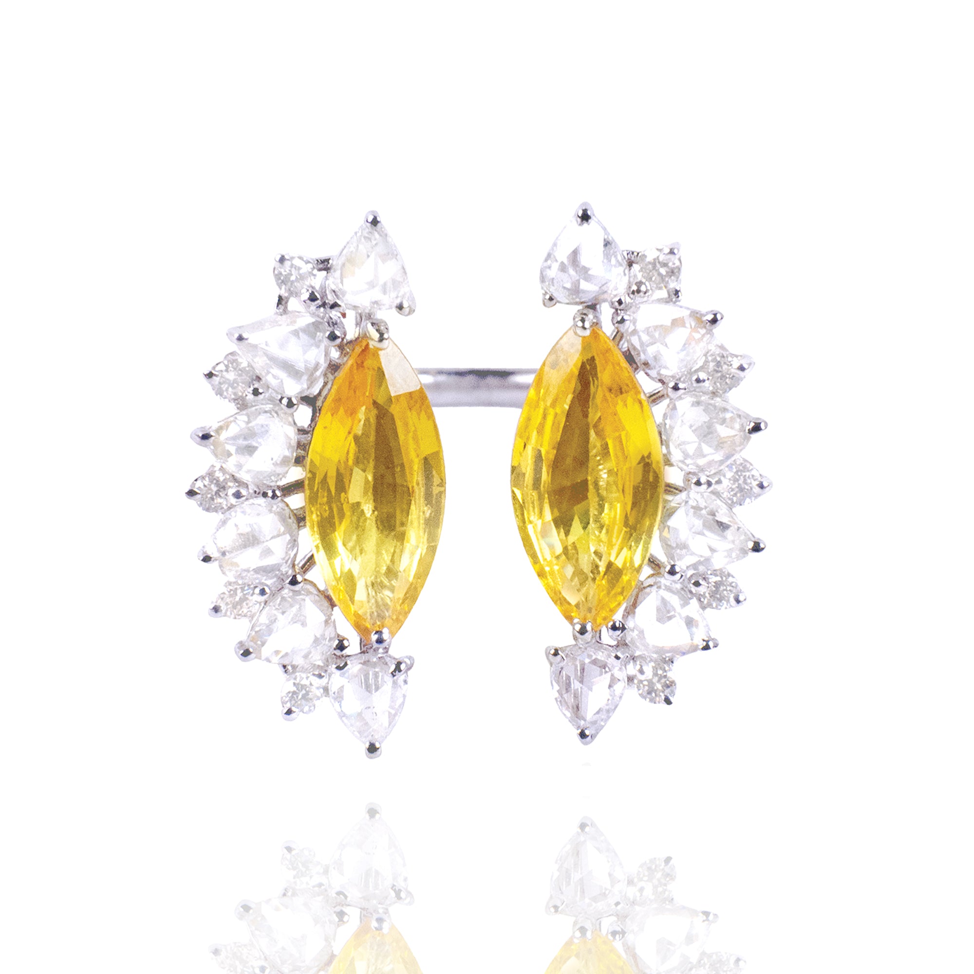 Solara Rose Cut Diamond Yellow Sapphire Ring