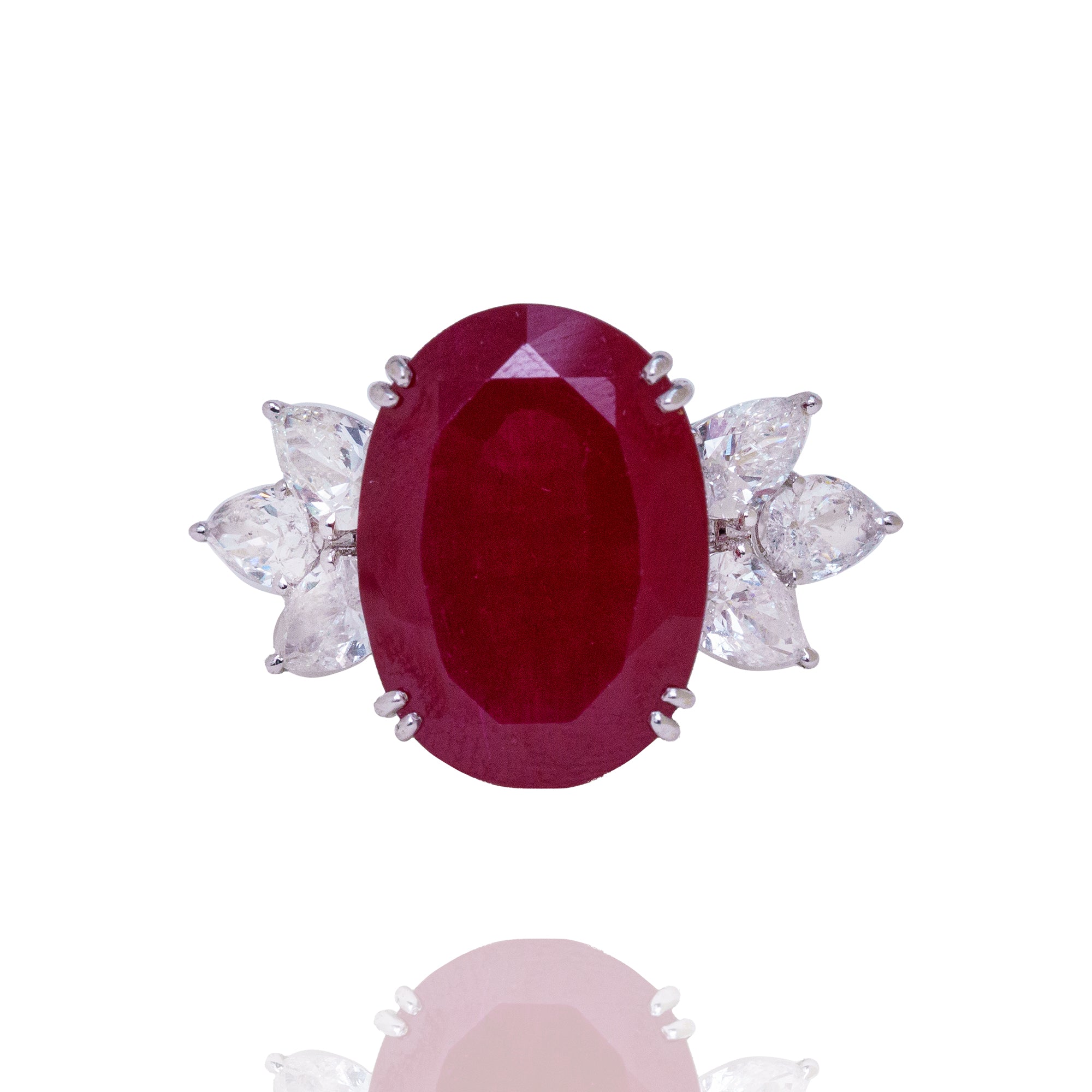 Petal Diamond Ruby Ring