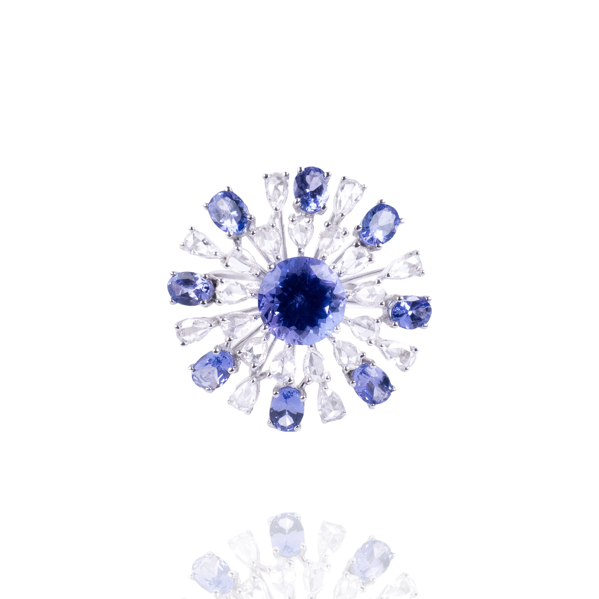 Svea Rose Cut Diamond Tanzanite Ring