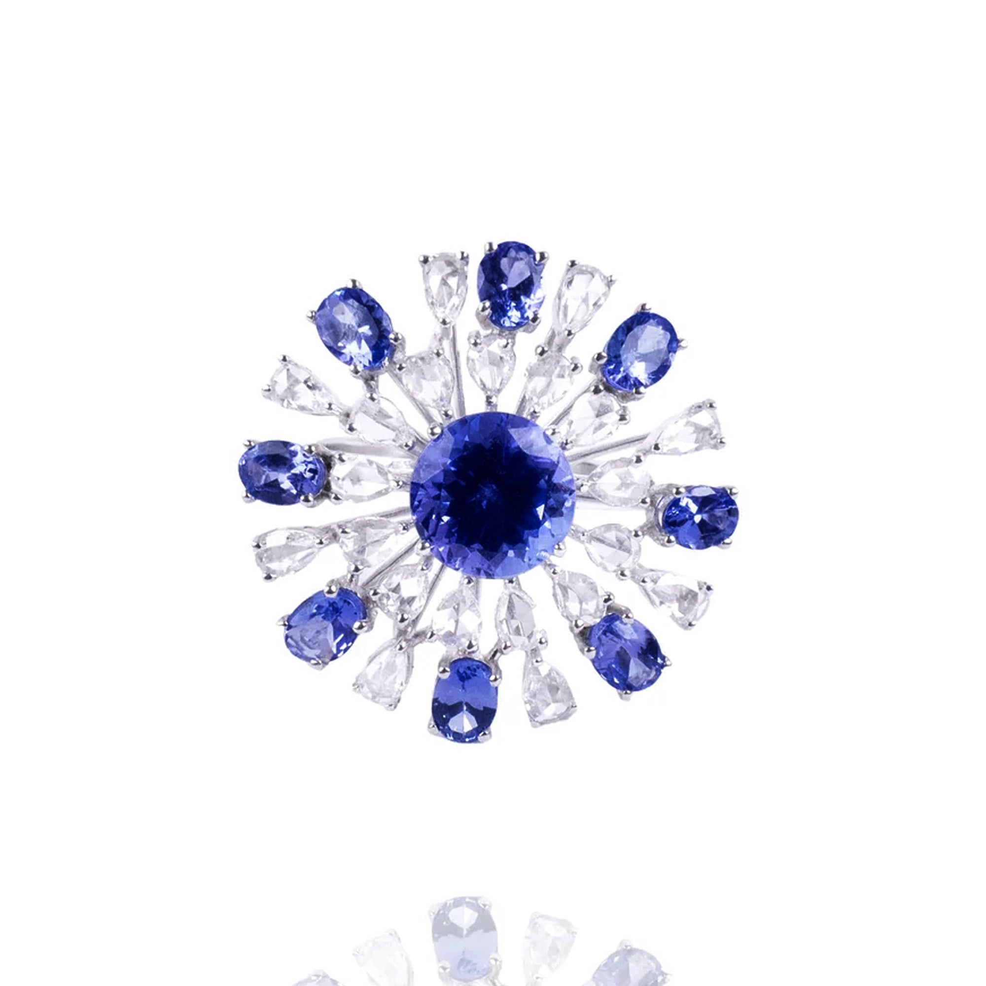 Svea Rose Cut Diamond Tanzanite Ring