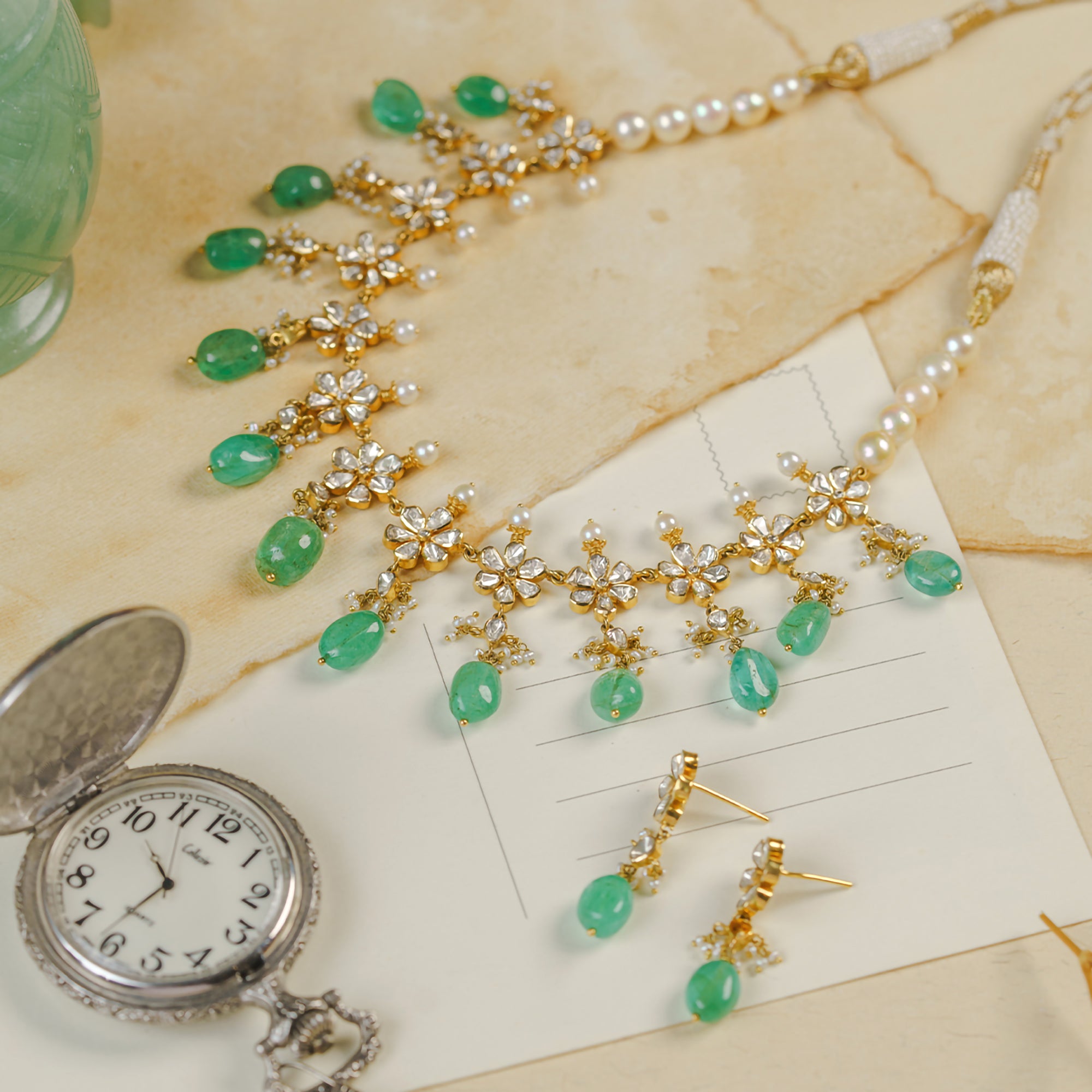 Aima Polki emerald Necklace