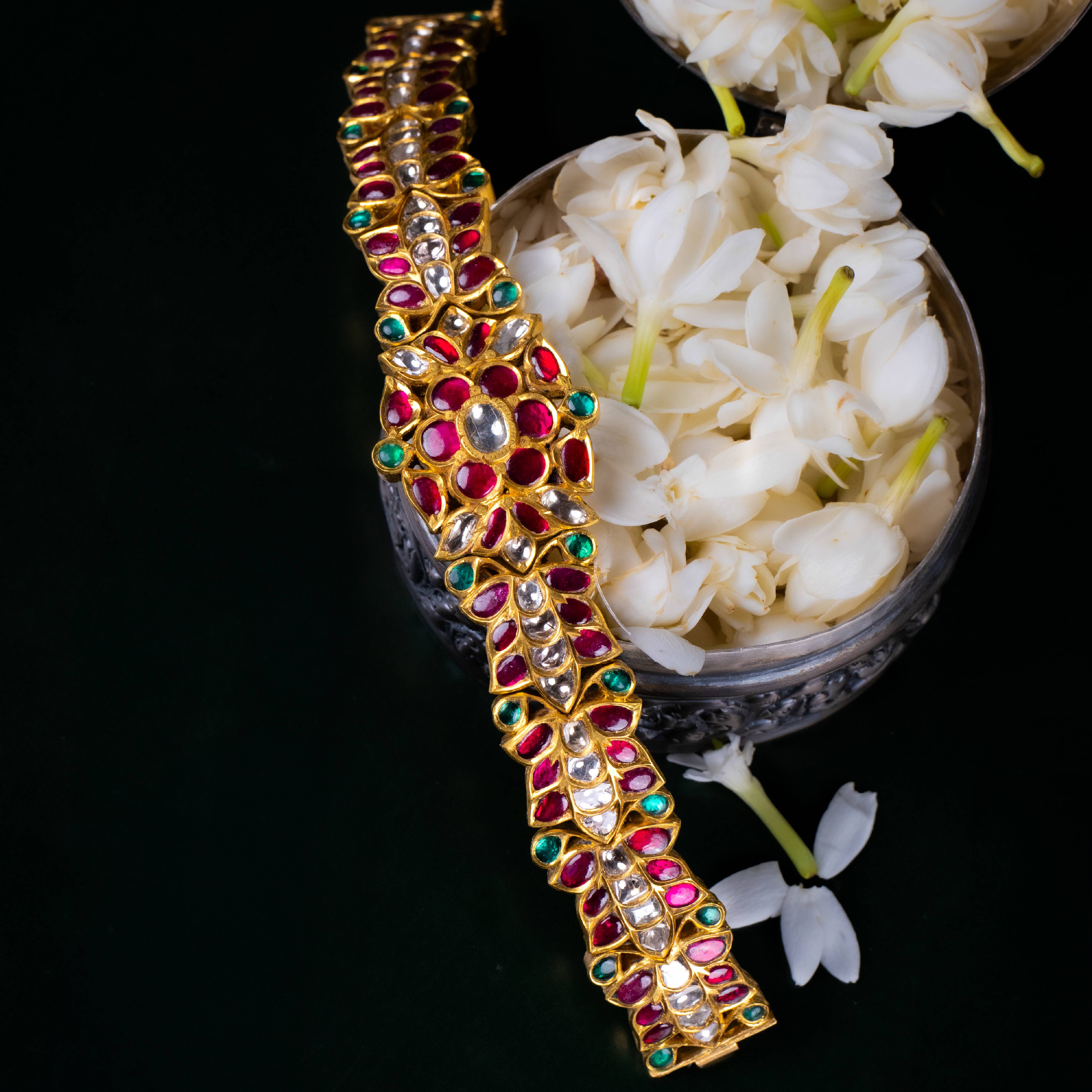Gulnaar Polki Ruby Emerald Bracelet