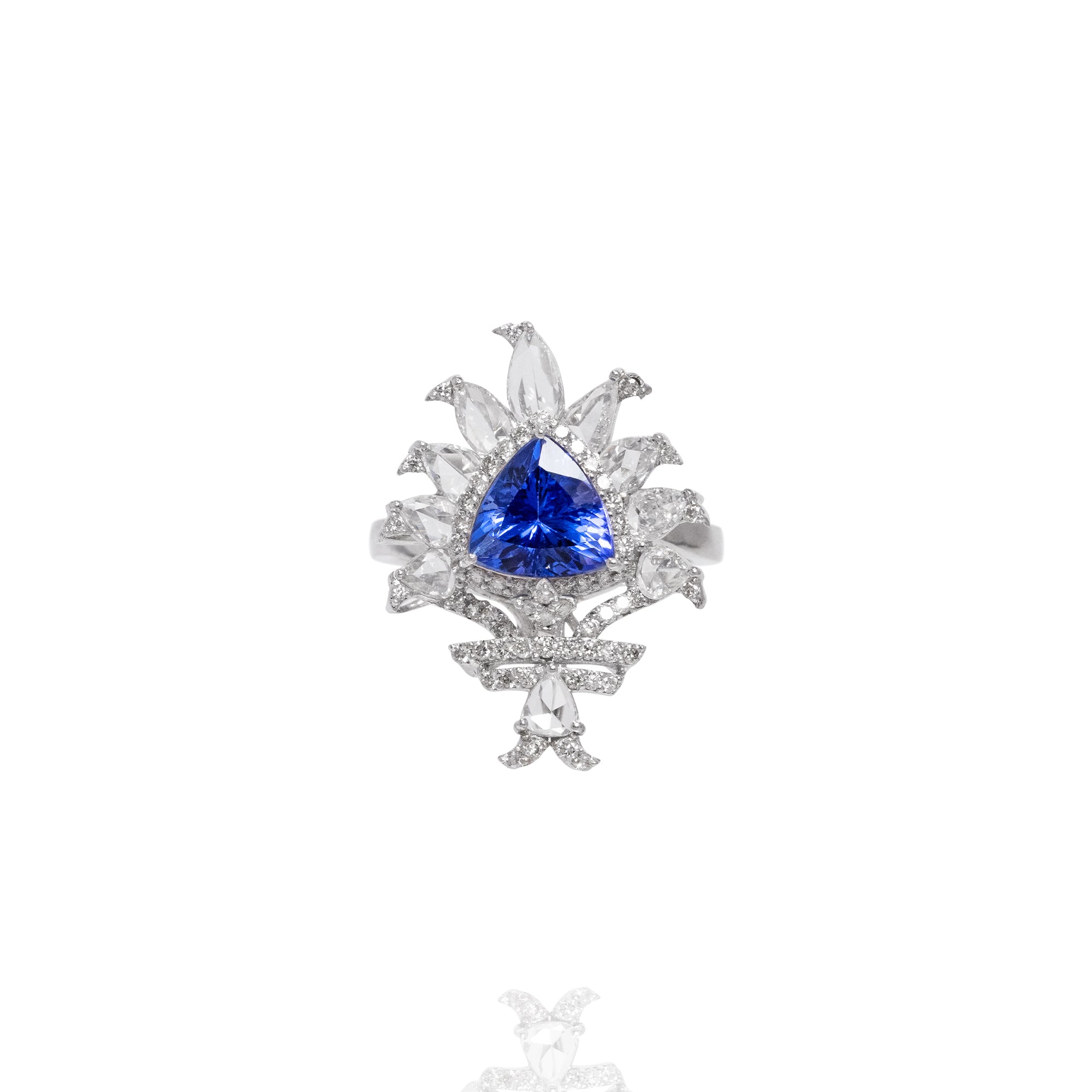 Tiara Rose Cut Diamond Tanzanite Ring