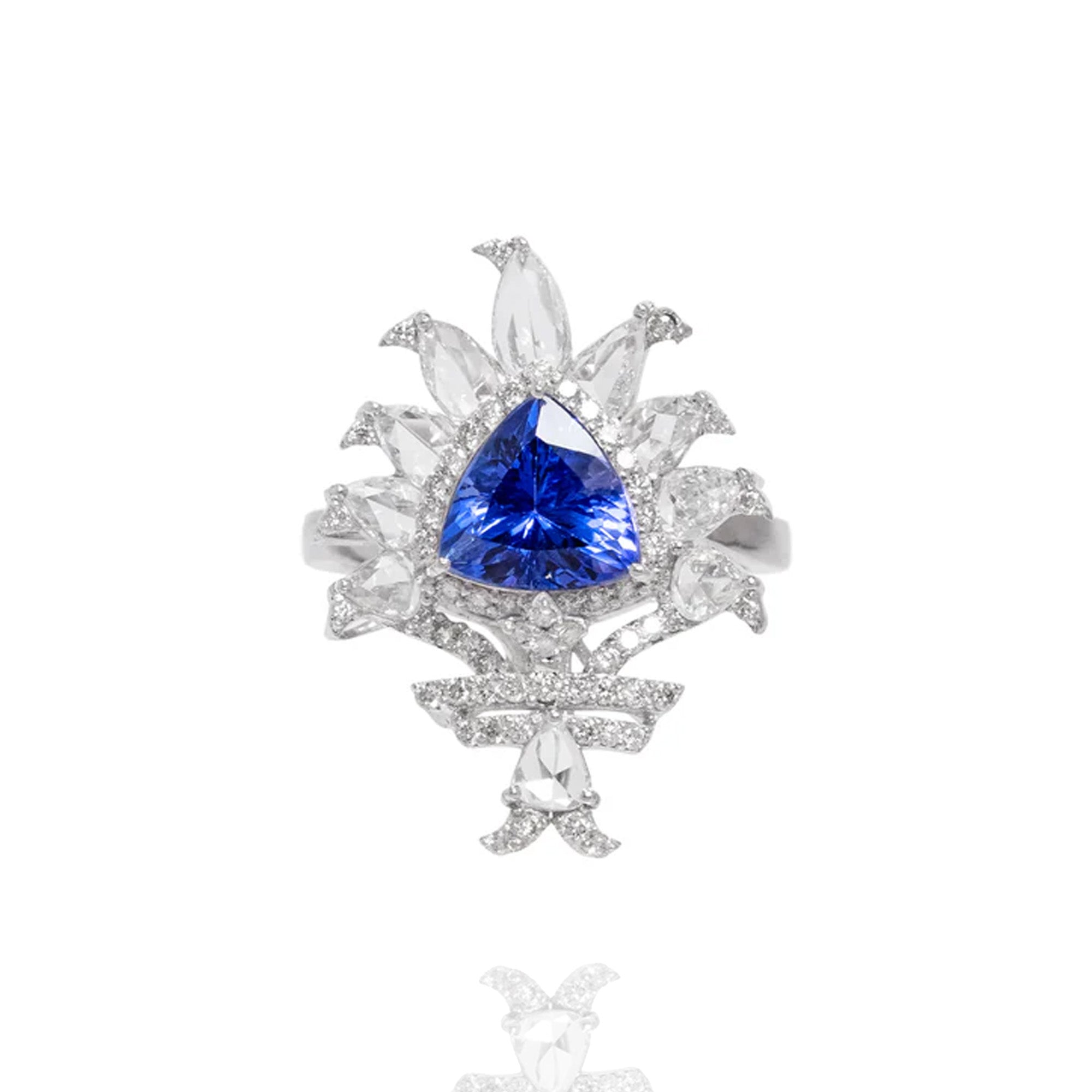Tiara Rose Cut Diamond Tanzanite Ring