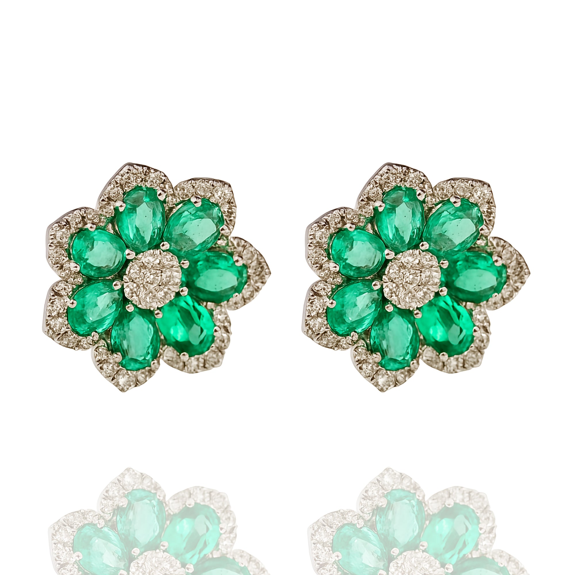 Mini Fiora Diamond Emerald Earrings