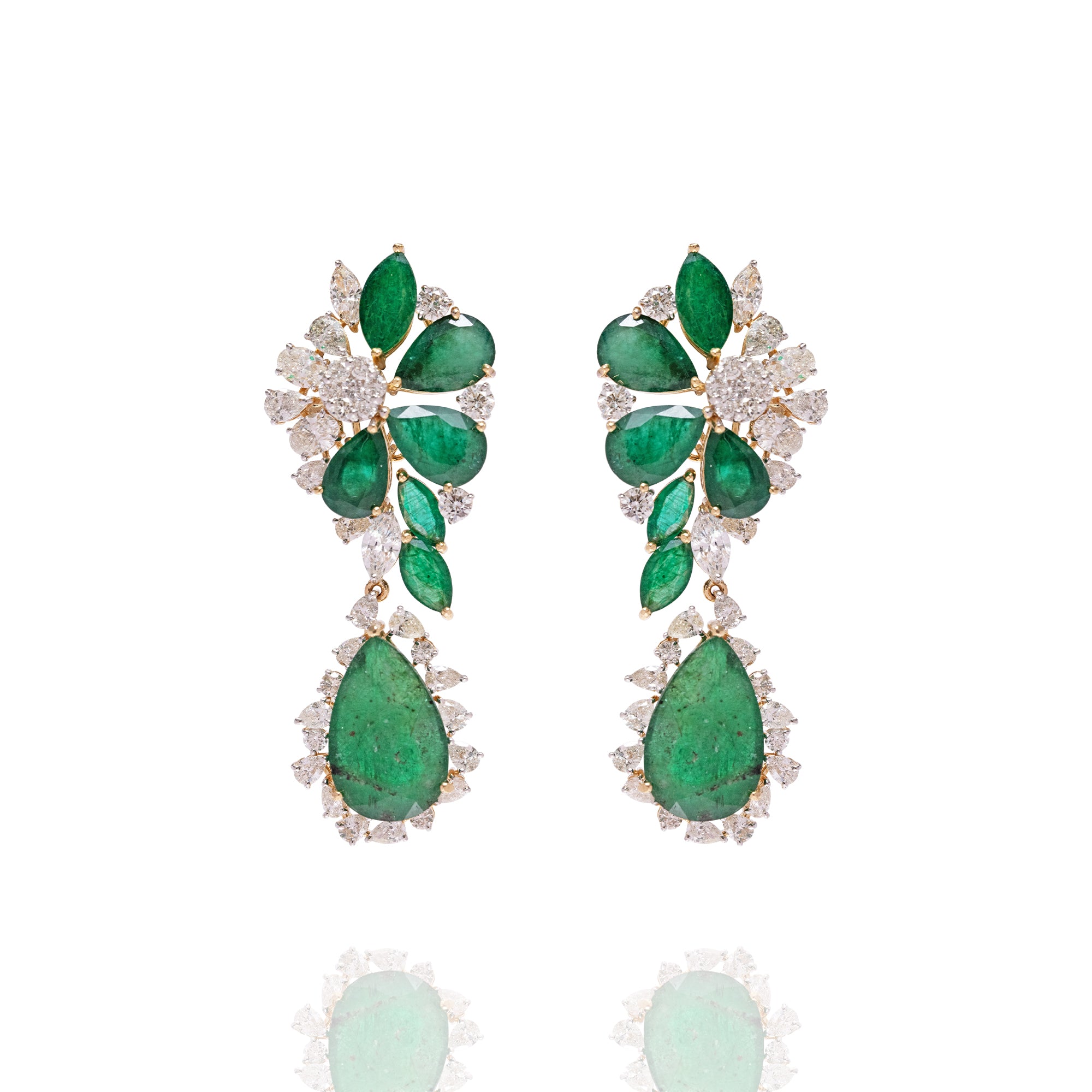 Daisy Diamond Emerald Earrings