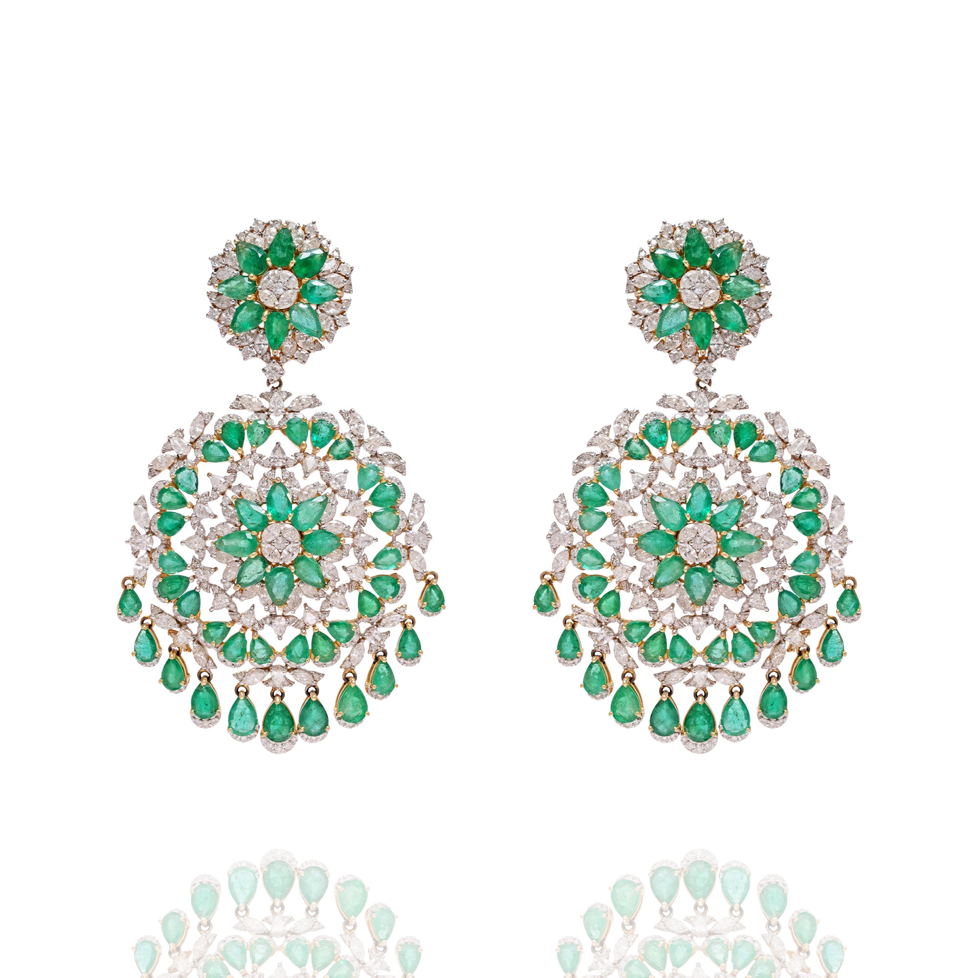 Selin Diamond Emerald Earrings