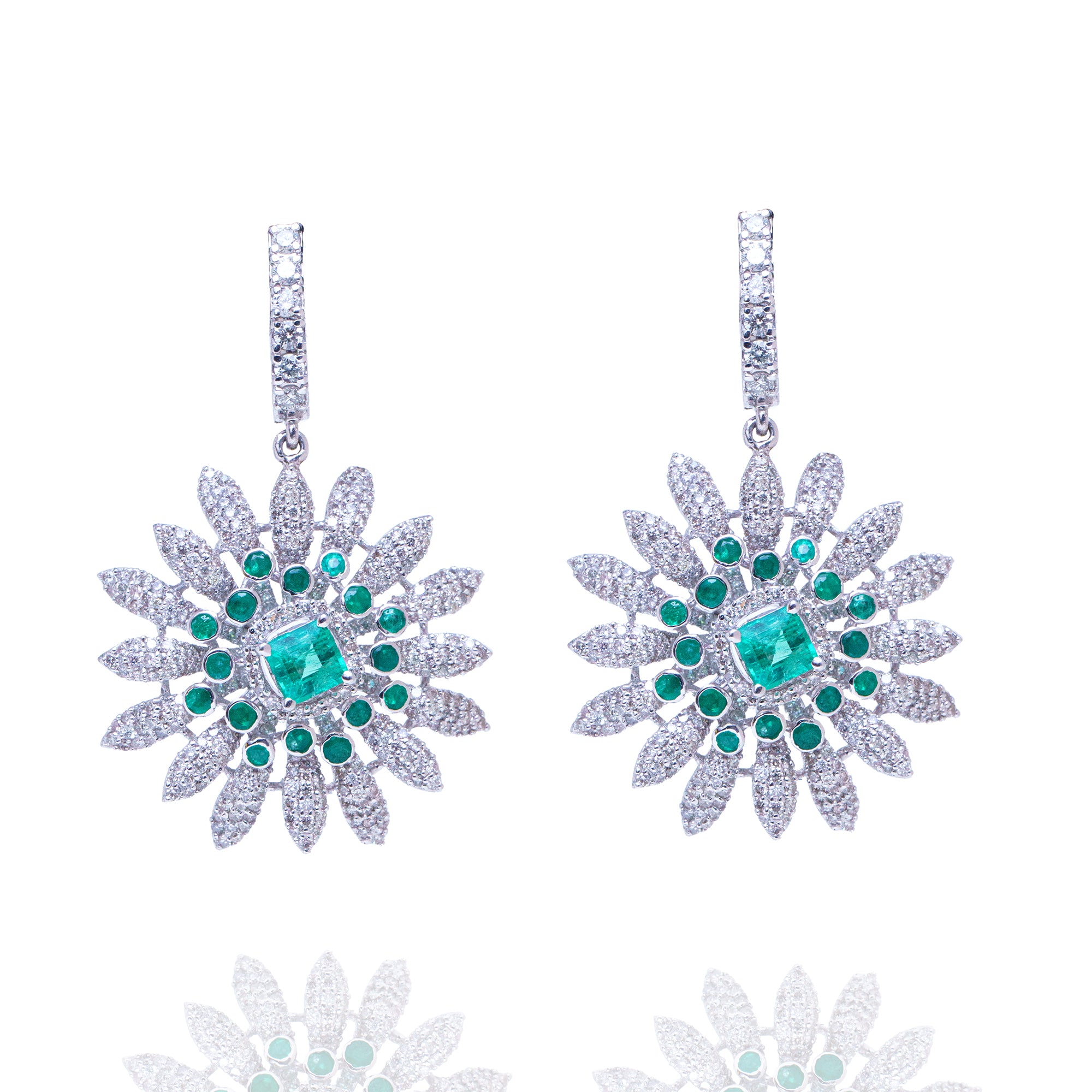 Estrella Diamond Emerald Earrings