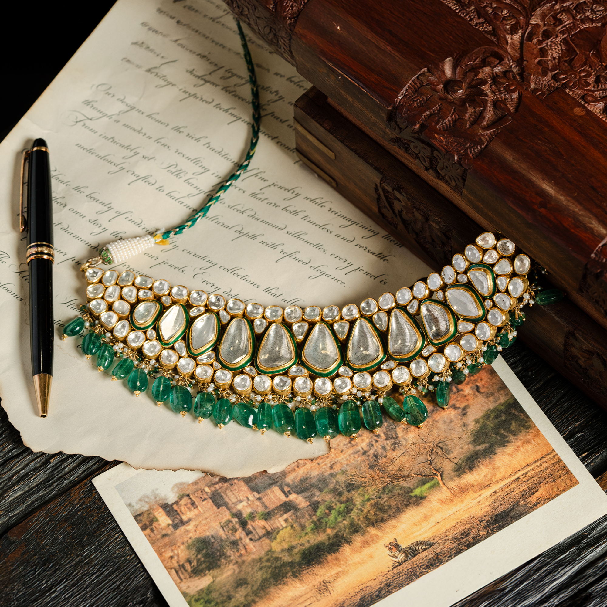 Saba Polki Emerald Necklace