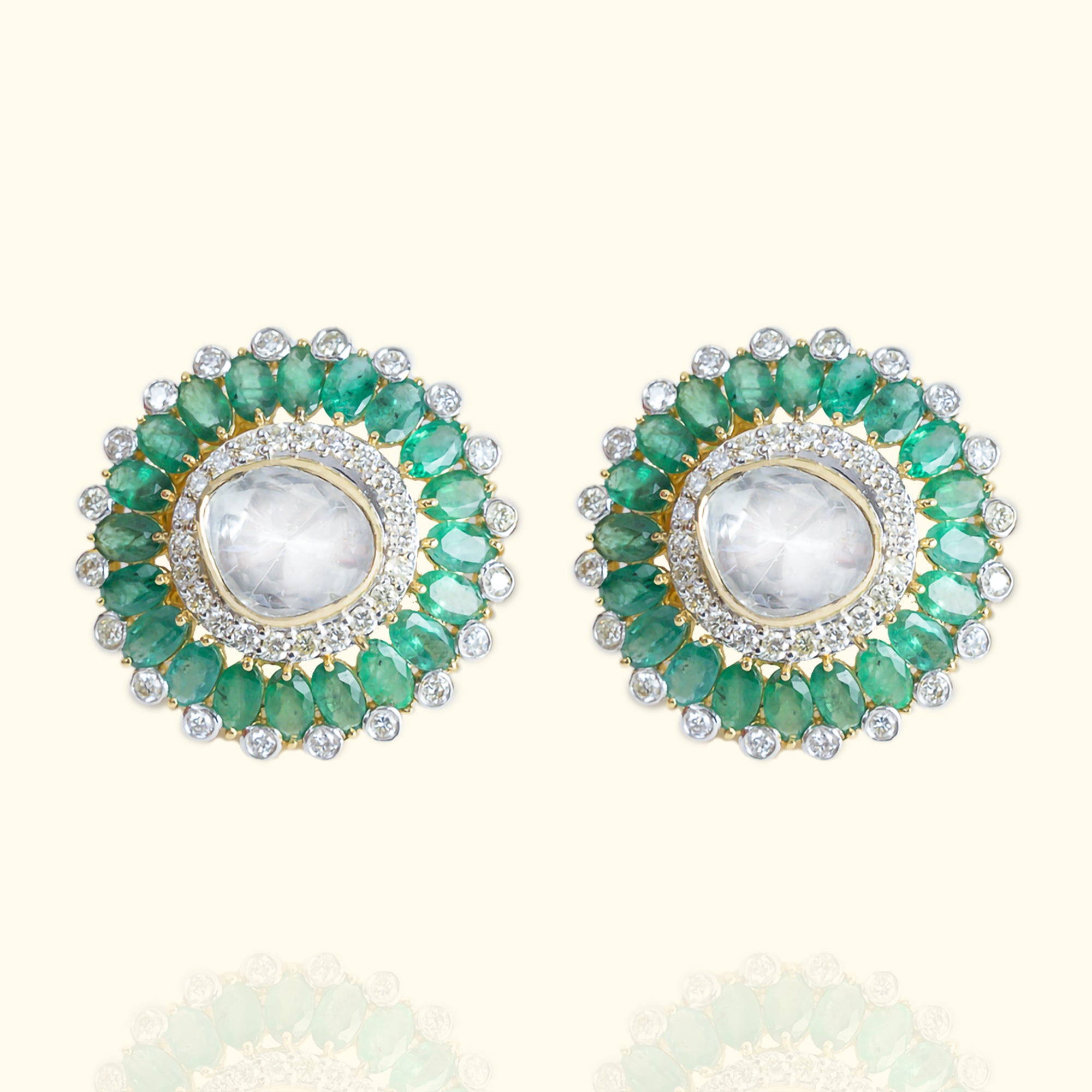 Triya Polki Emerald Earrings