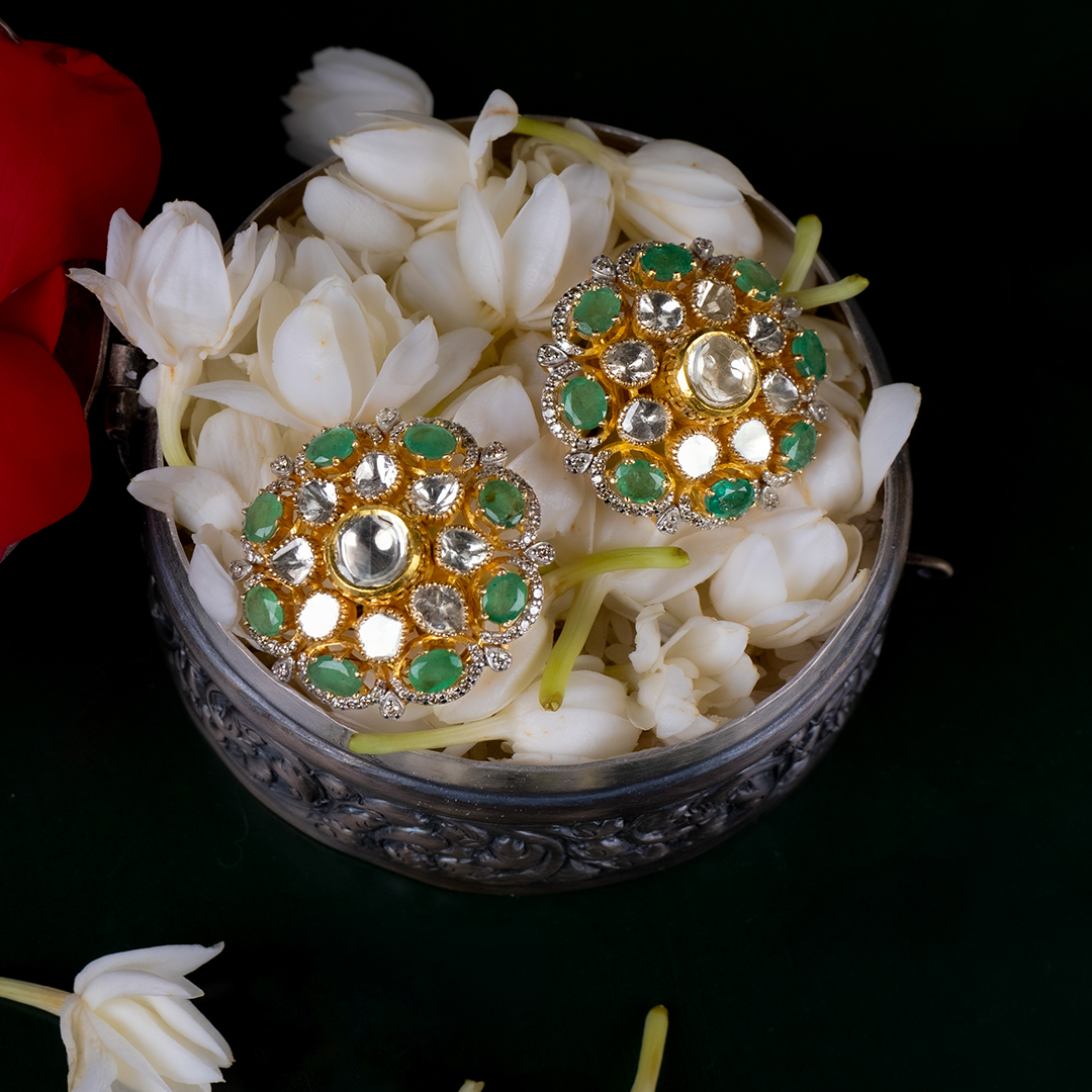Raag Polki Emerald Earrings