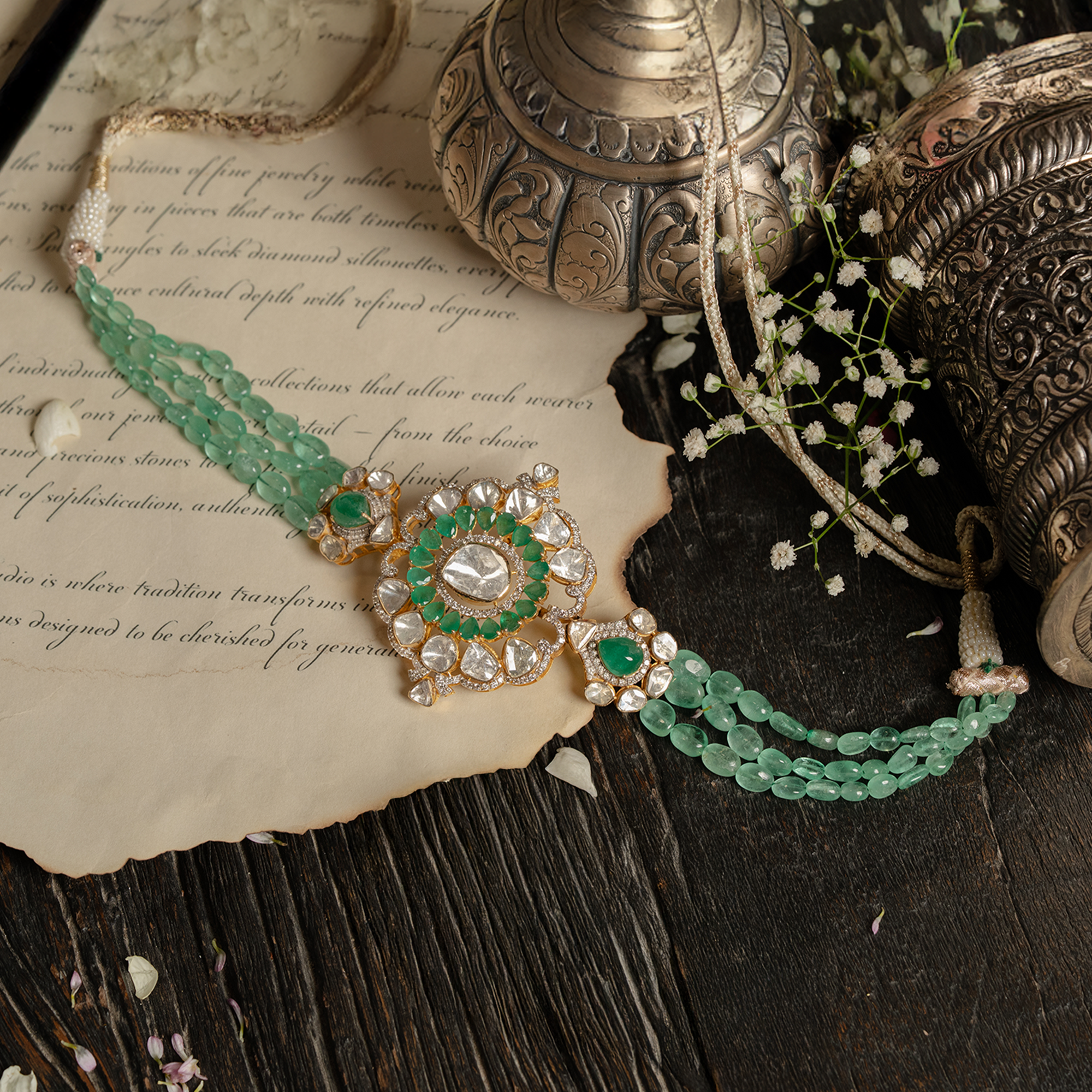 Yasmin Polki Emerald Choker