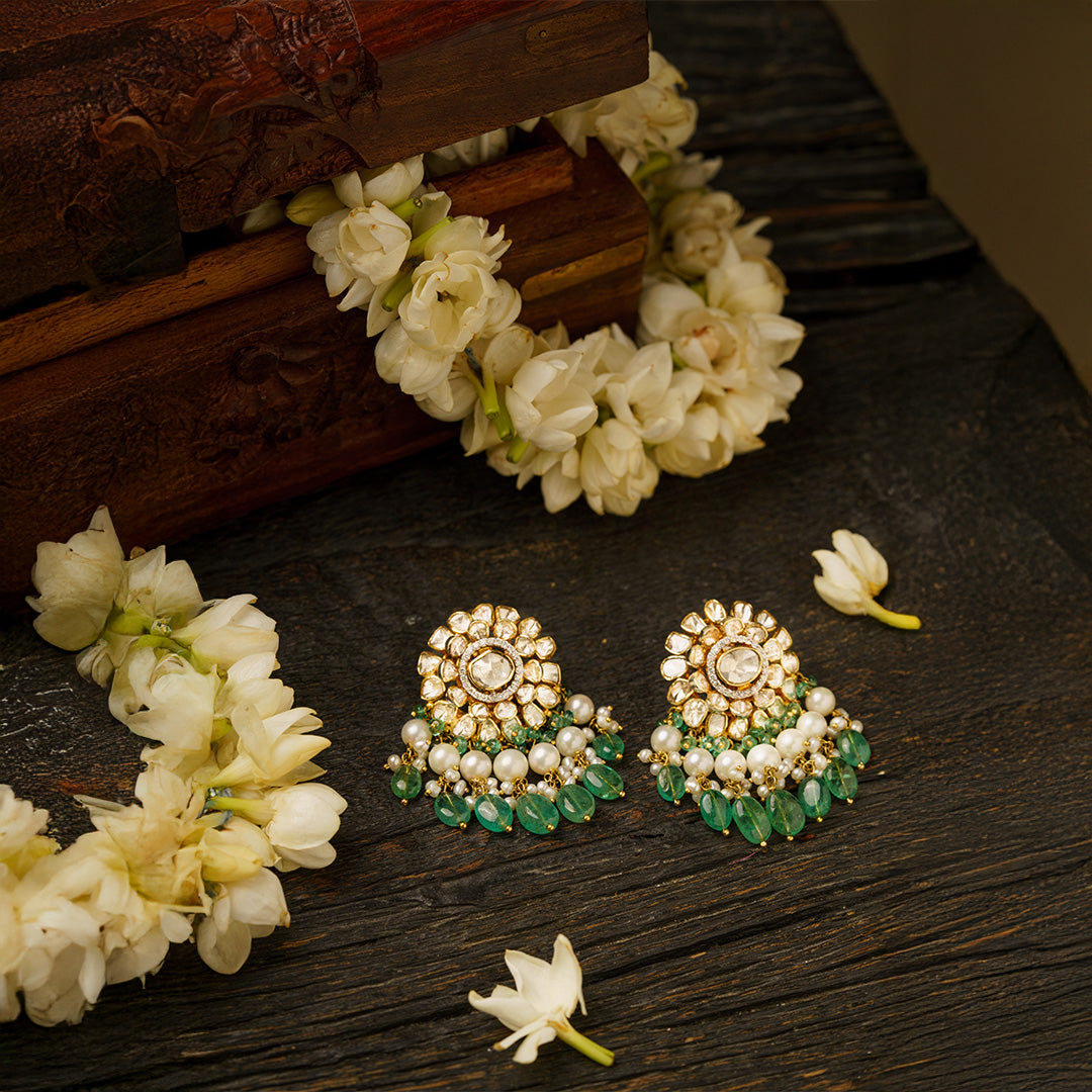 Fursat Polki Emerald Earrings