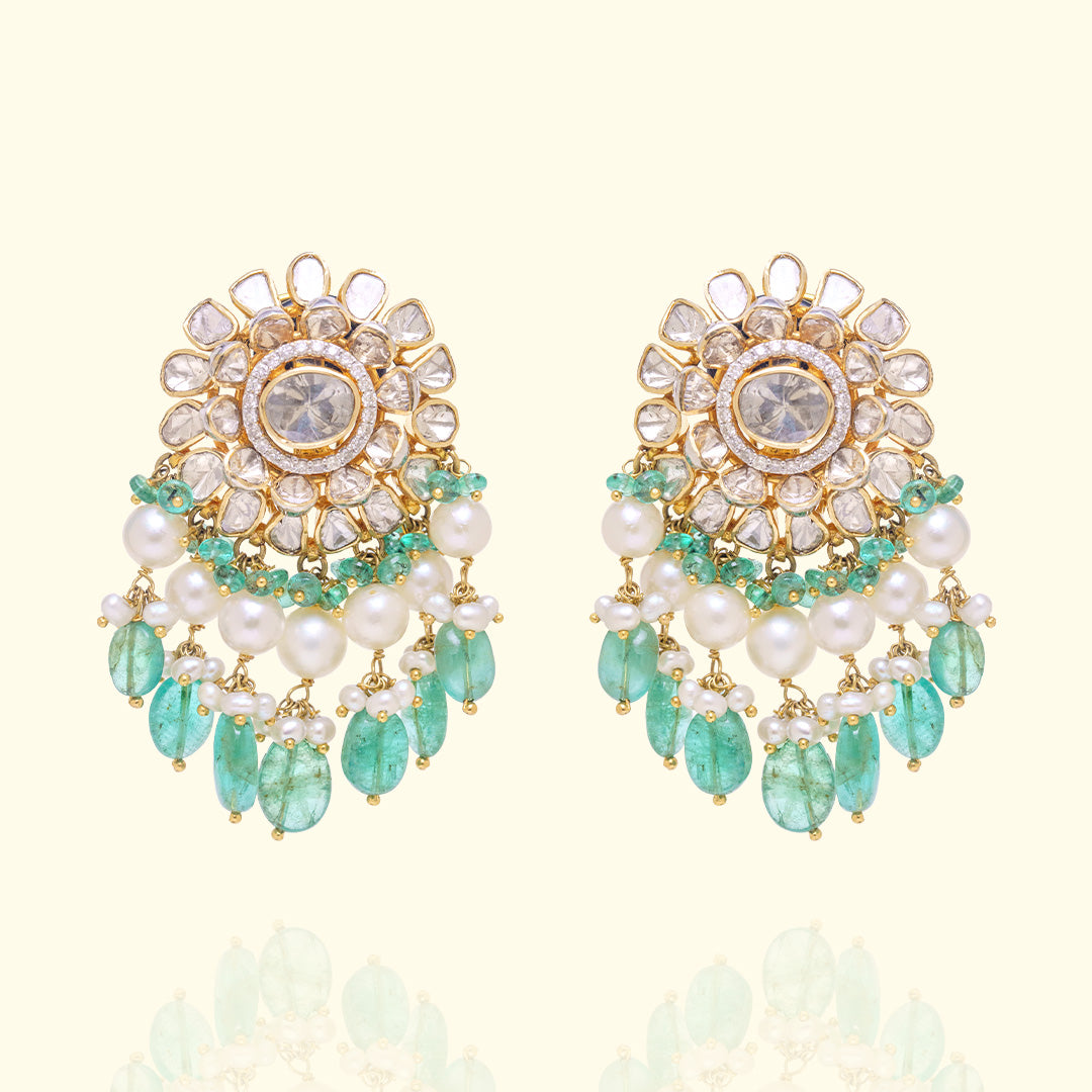 Fursat Polki Emerald Earrings