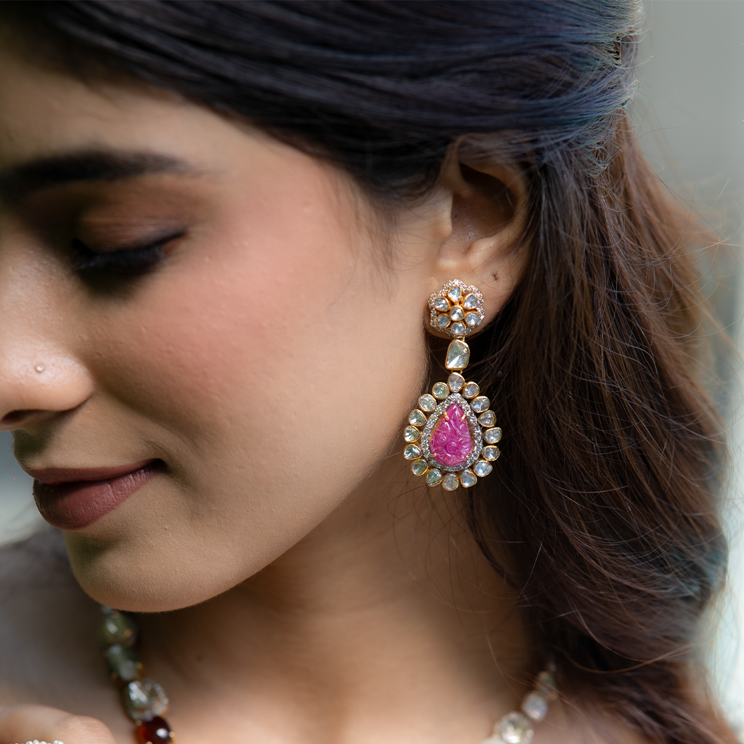 Navae Polki Ruby Earrings
