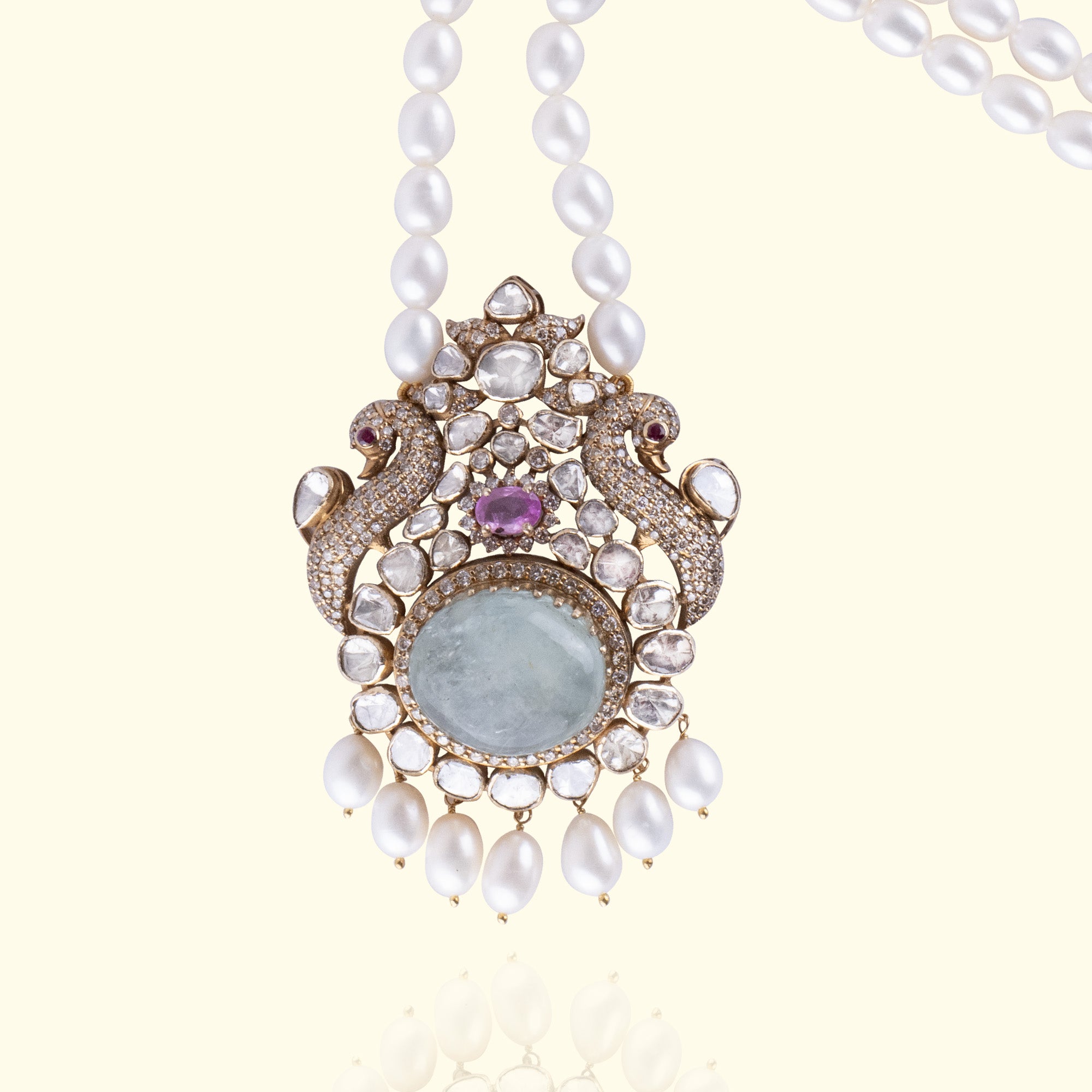 Aurelia Polki Emerald Ruby Pendant