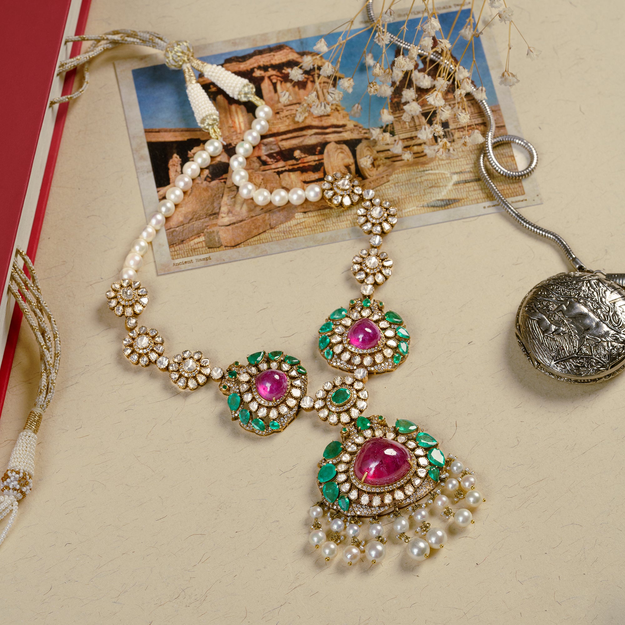 Kainat Polki Ruby Emerald Necklace