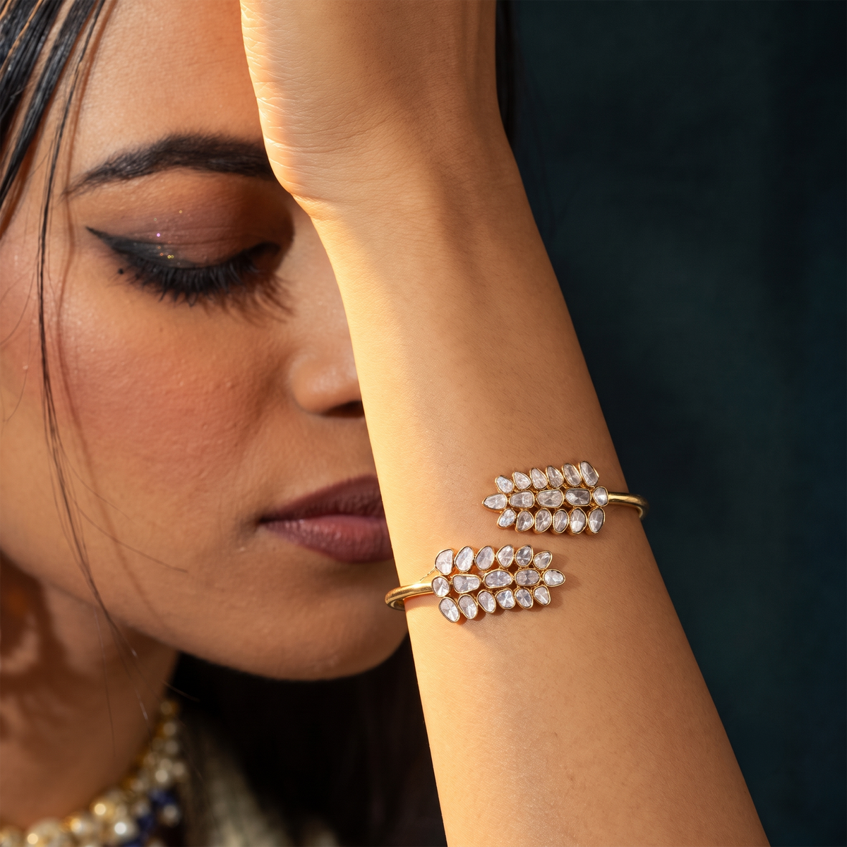 Leaf Flexi Polki Bangle