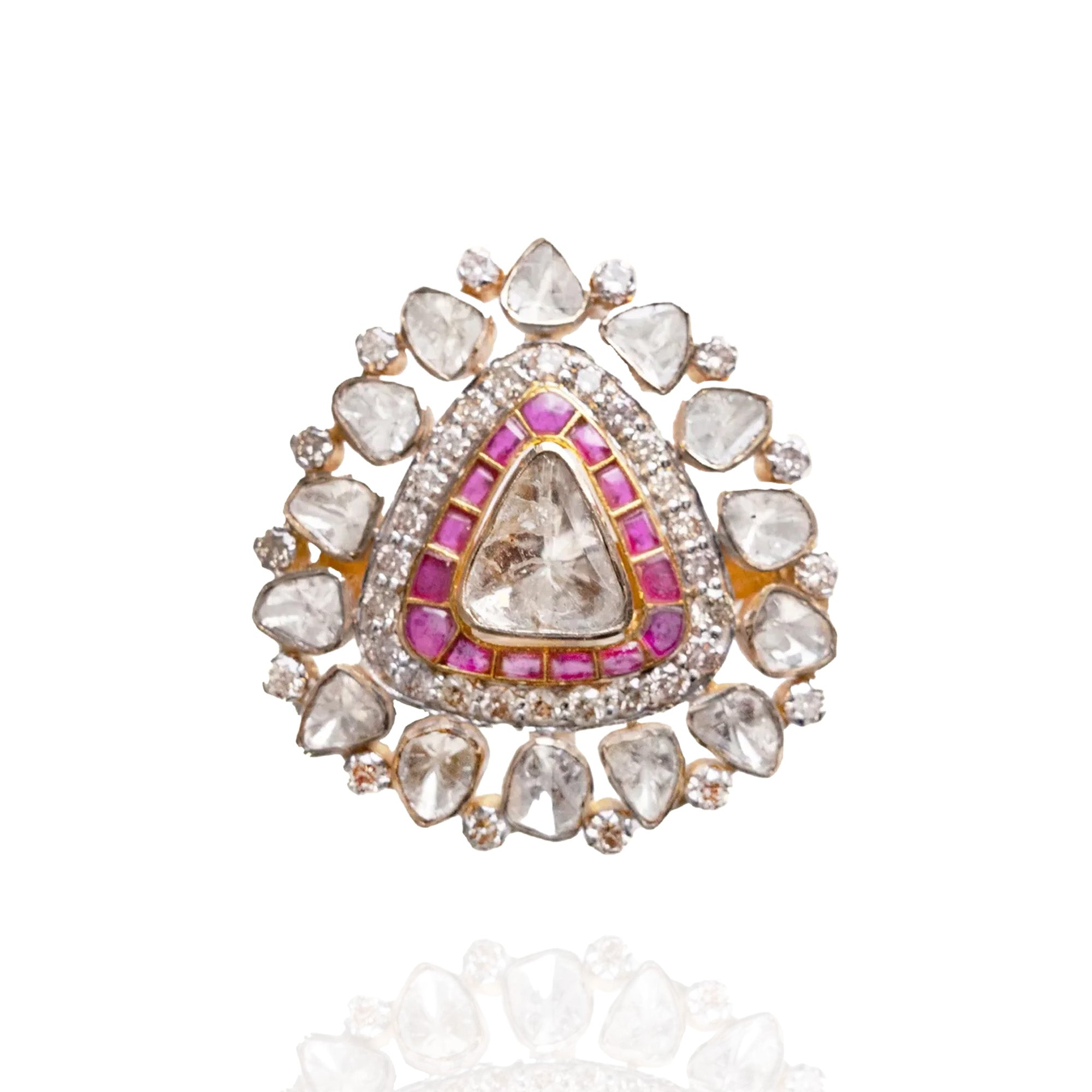 Kaya Polki ruby Ring (Detachable Pendant)