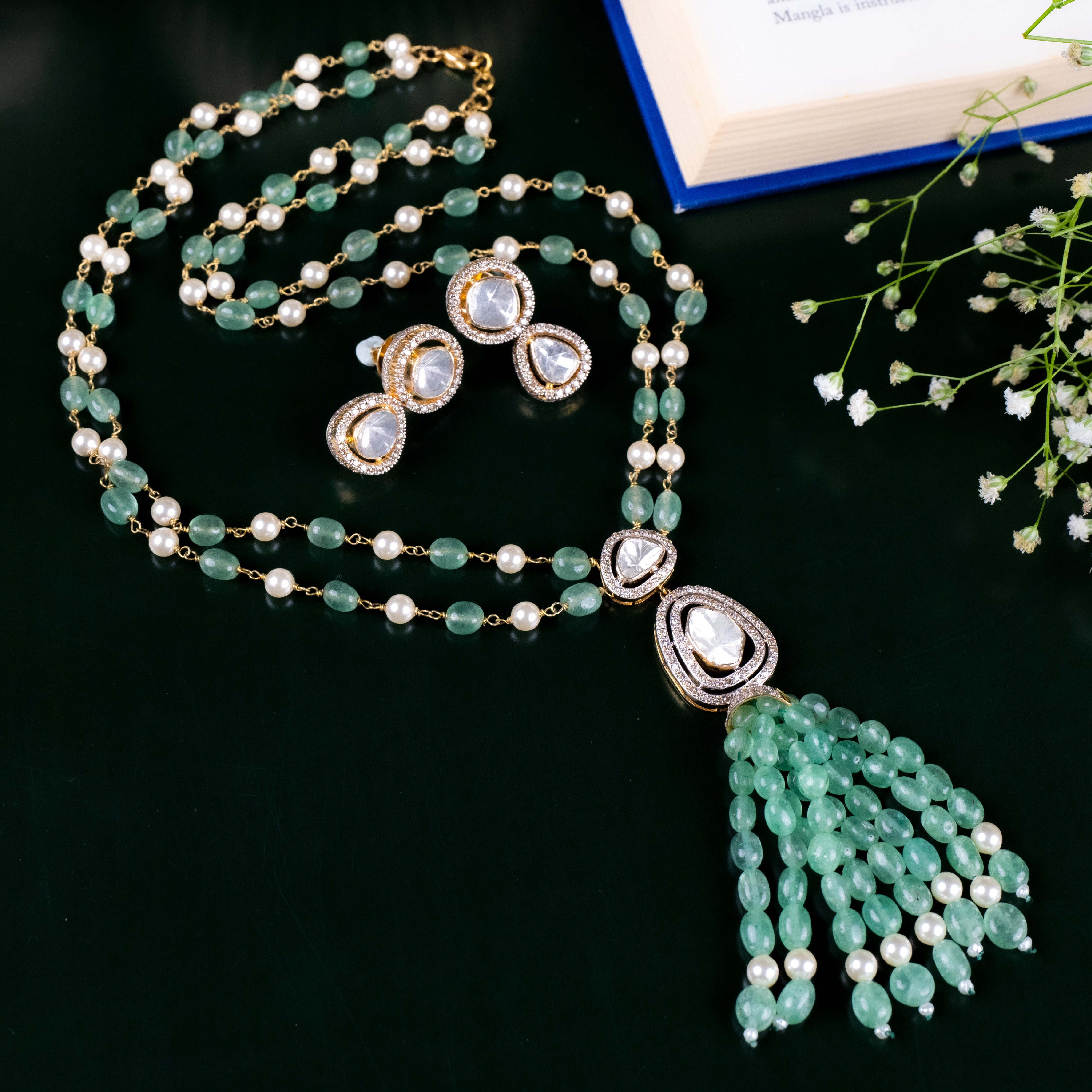 Shaadya Polki emerald Pendant