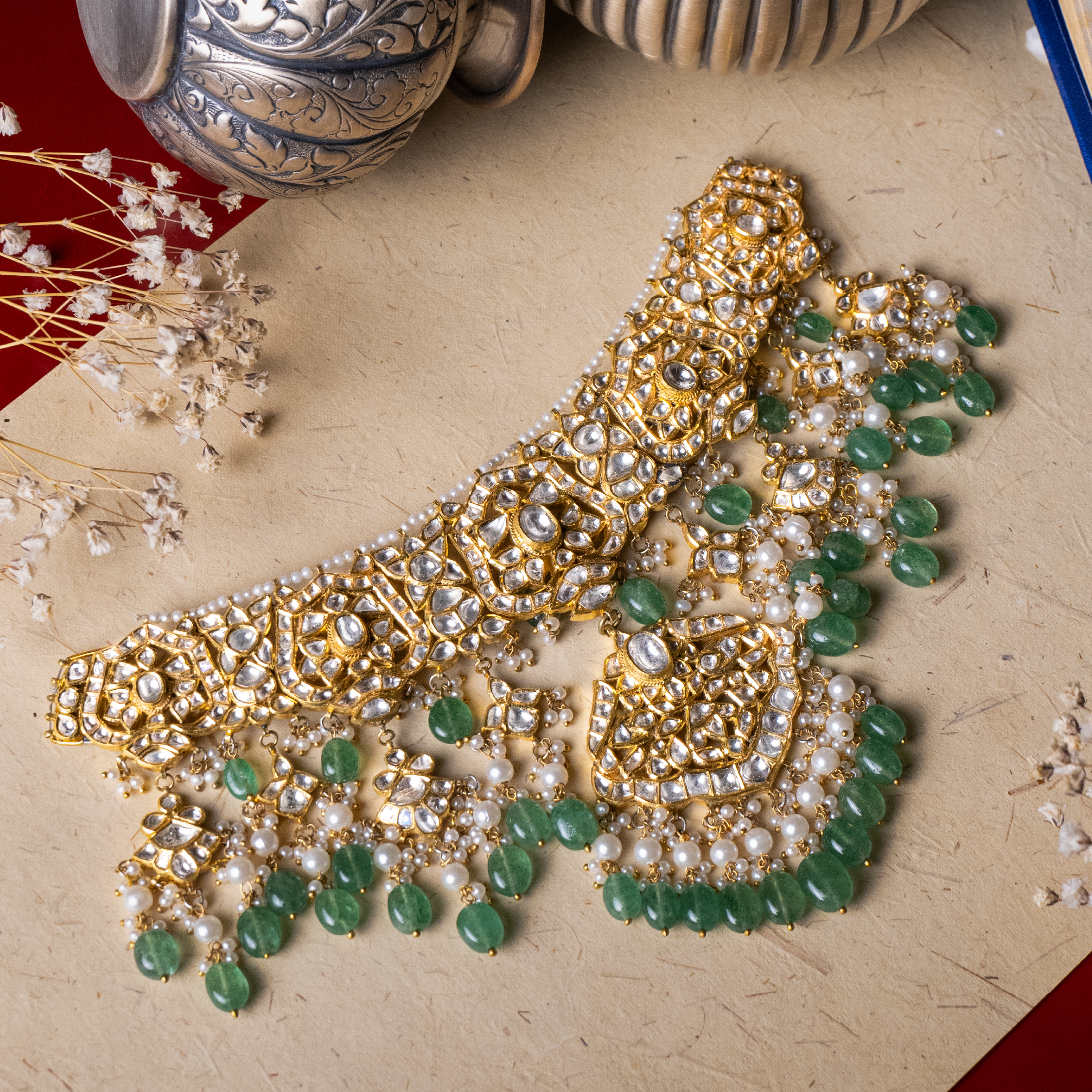 Meherzaan Polki emerald Necklace