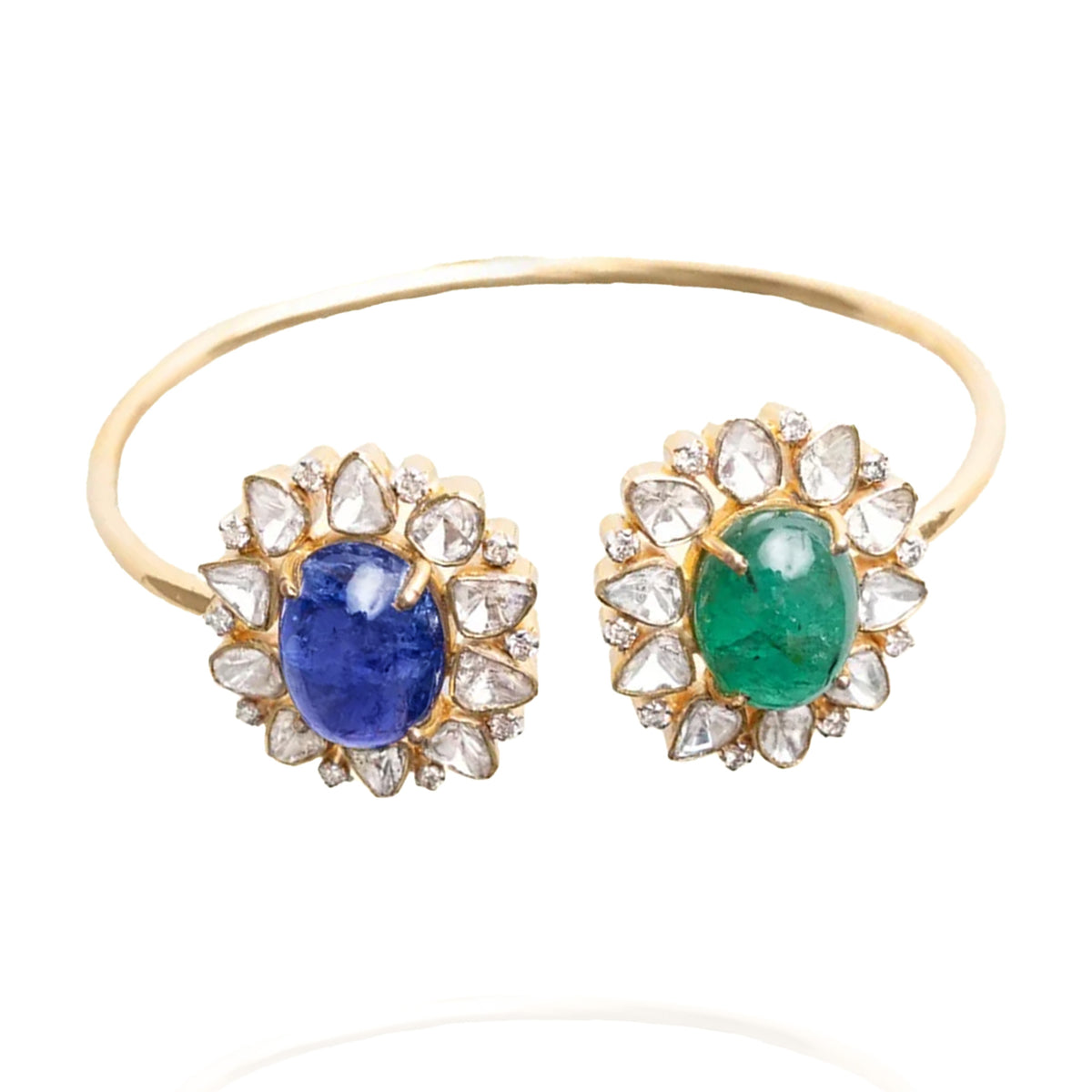 Kiyan Polki Emerald Tanzanite Cuff