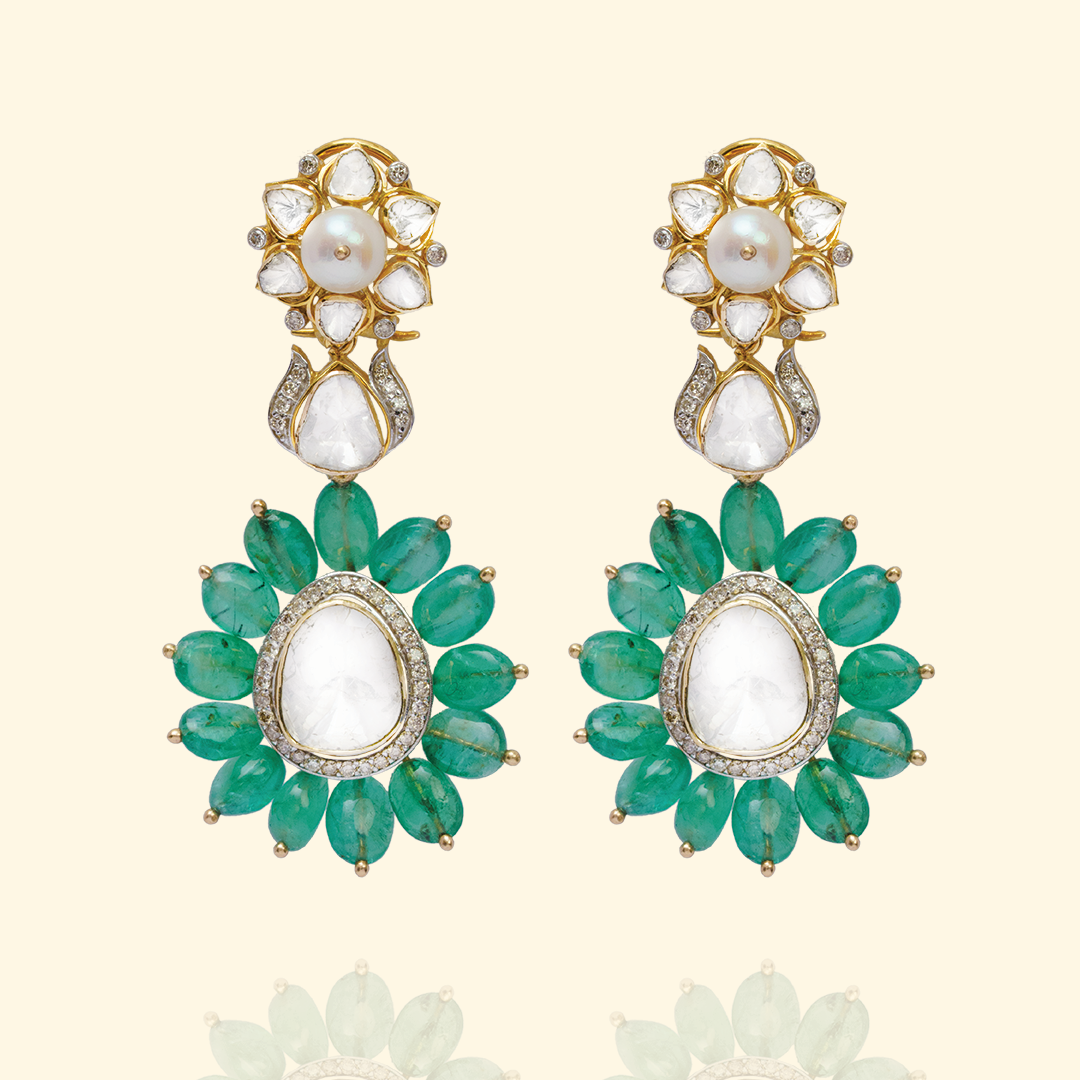 Aafreen Polki Emerald Earrings