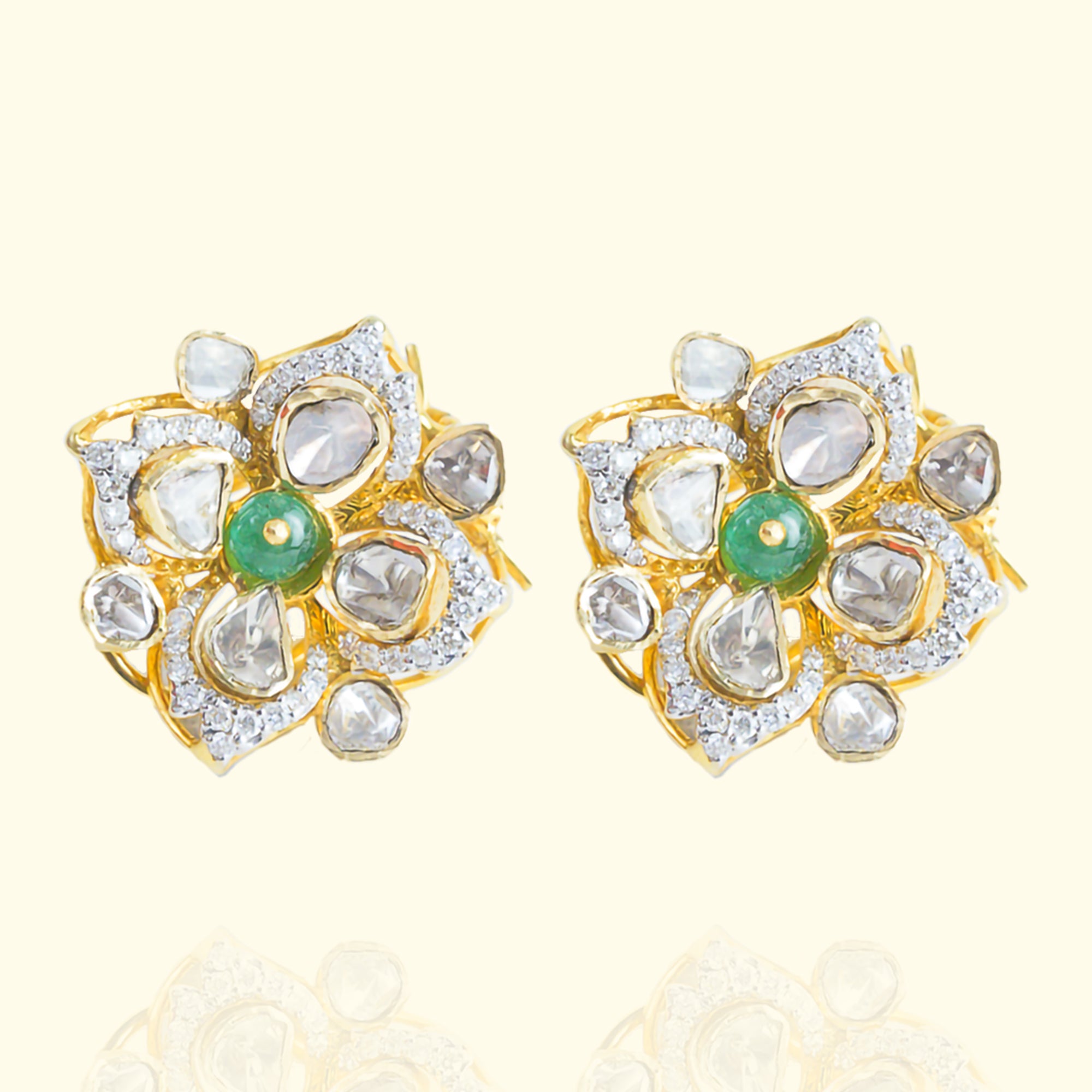Shay Mini Polki Emerald Earrings