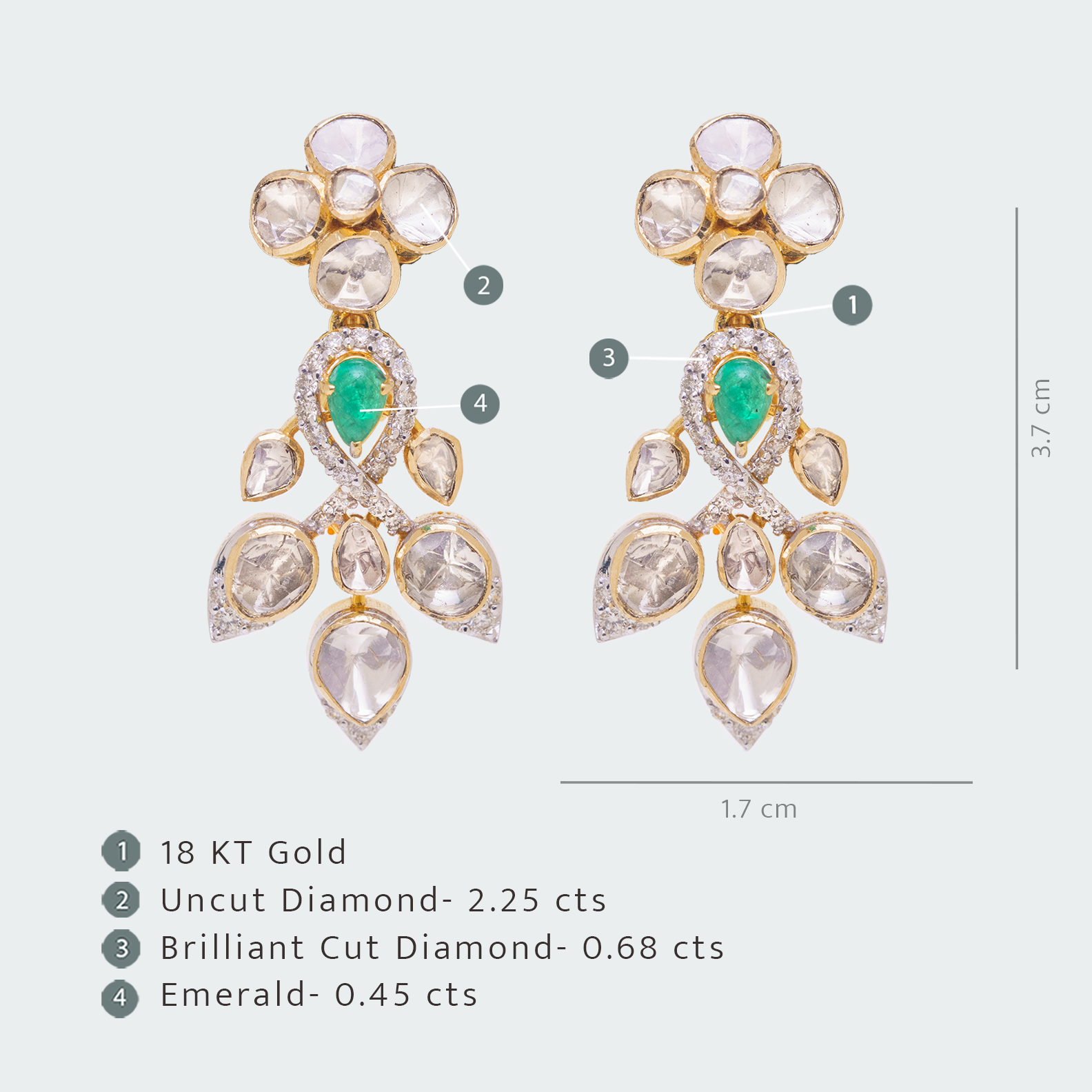 Sunrise Emerald Polki Drop Earrings