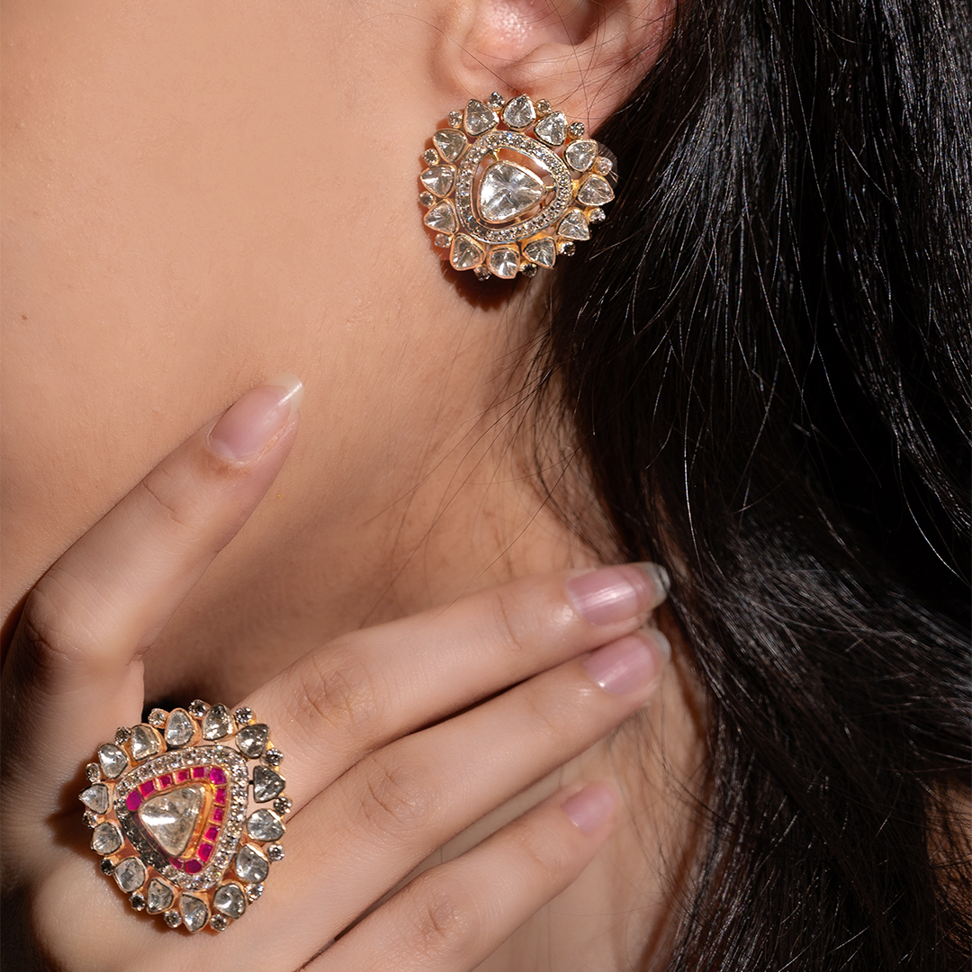 Kaya Polki ruby Ring (Detachable Pendant)