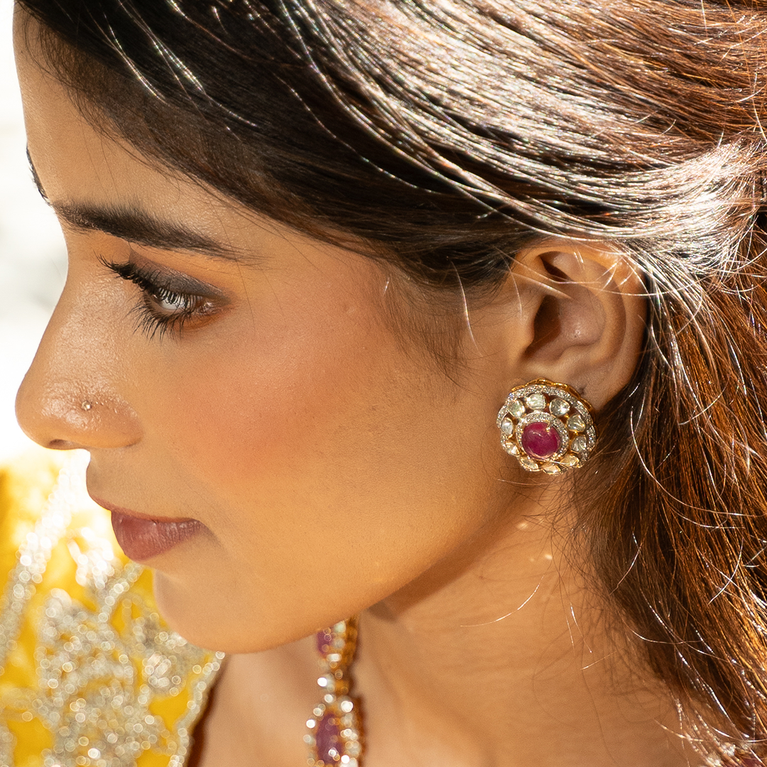 Jhoom Ruby Polki Earrings