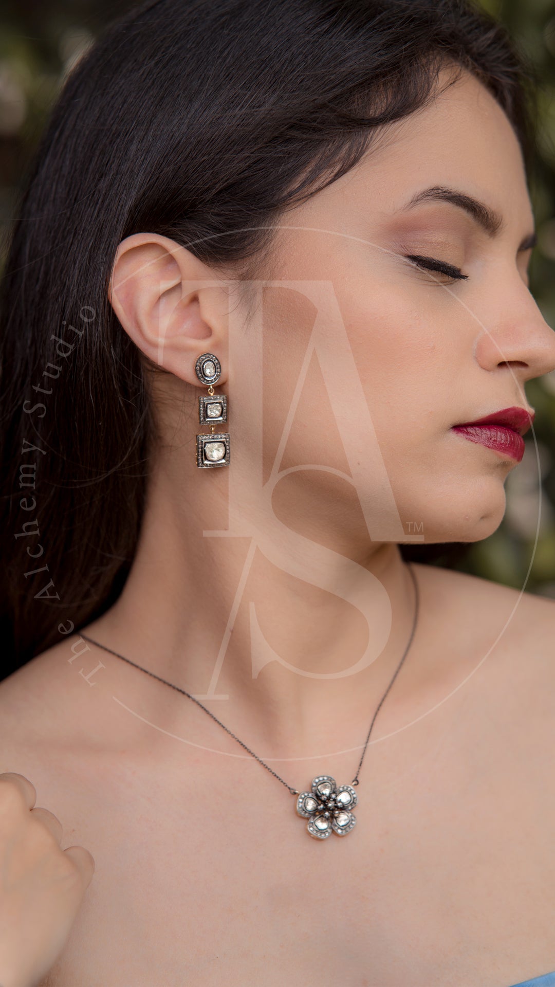 Layered Uncut Diamond Earrings