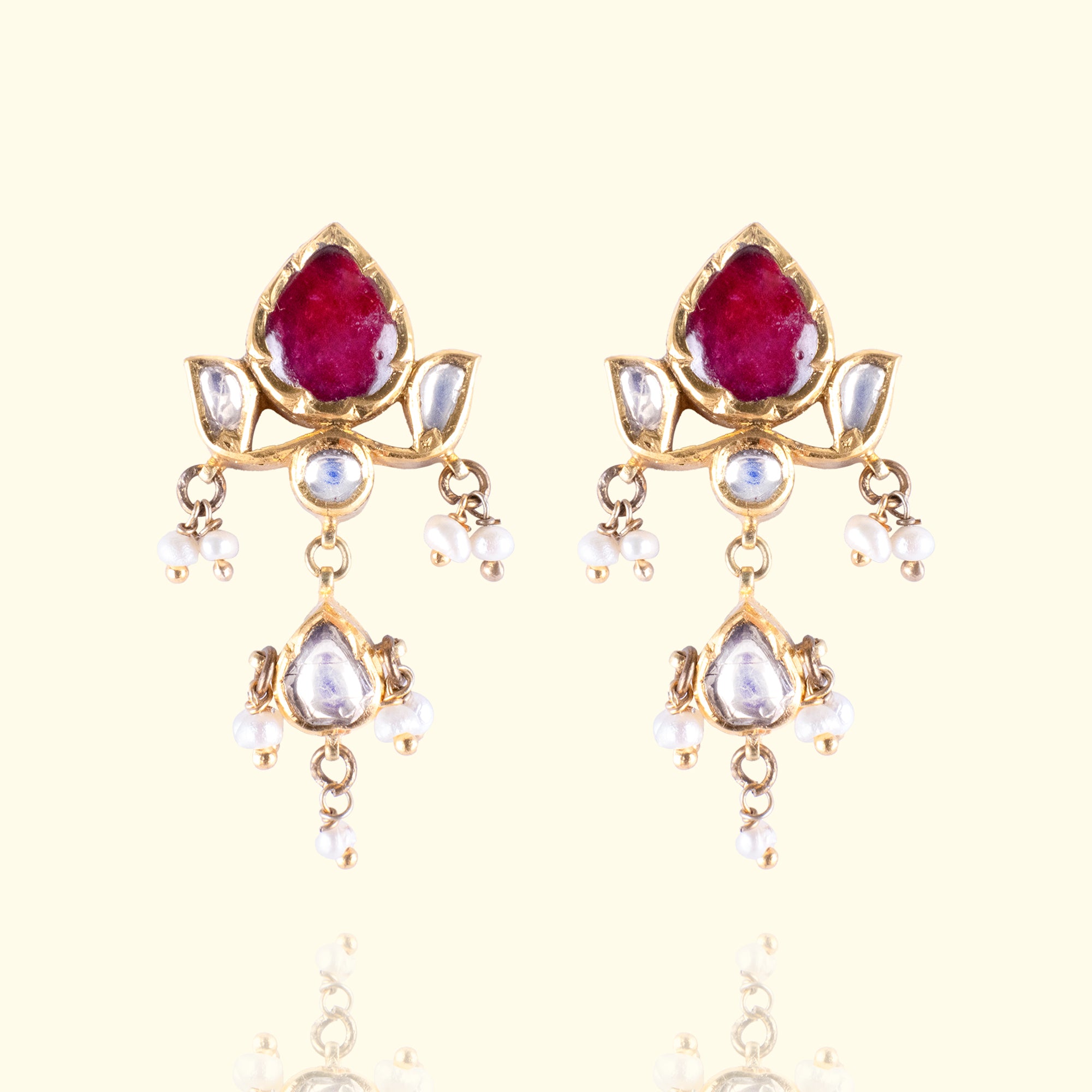Jheel Polki Ruby Earrings