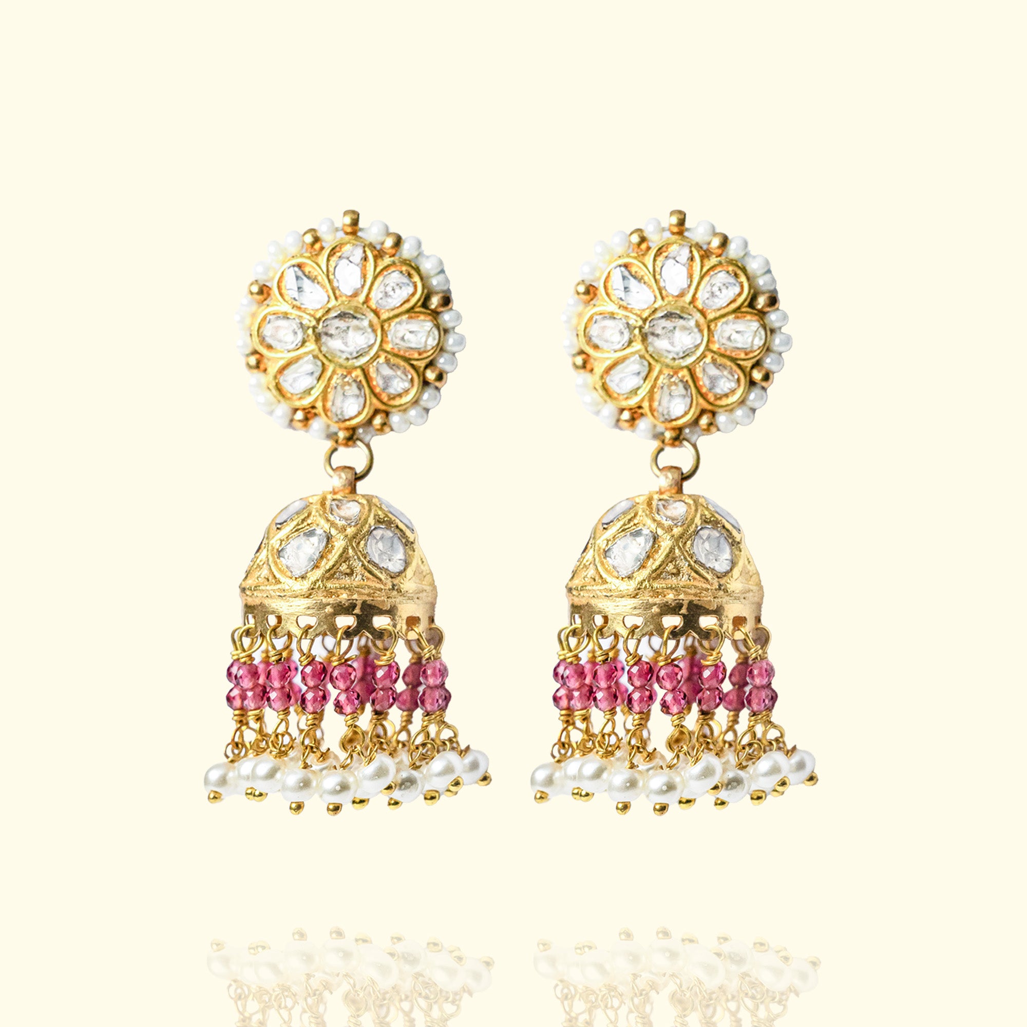Jalsa Polki Ruby Jhumkas