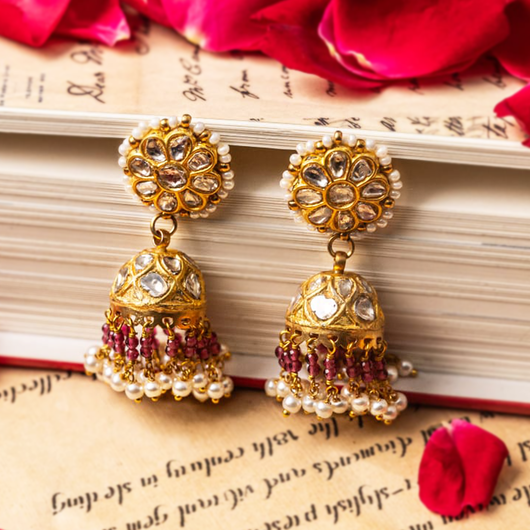Jalsa Polki Ruby Jhumkas
