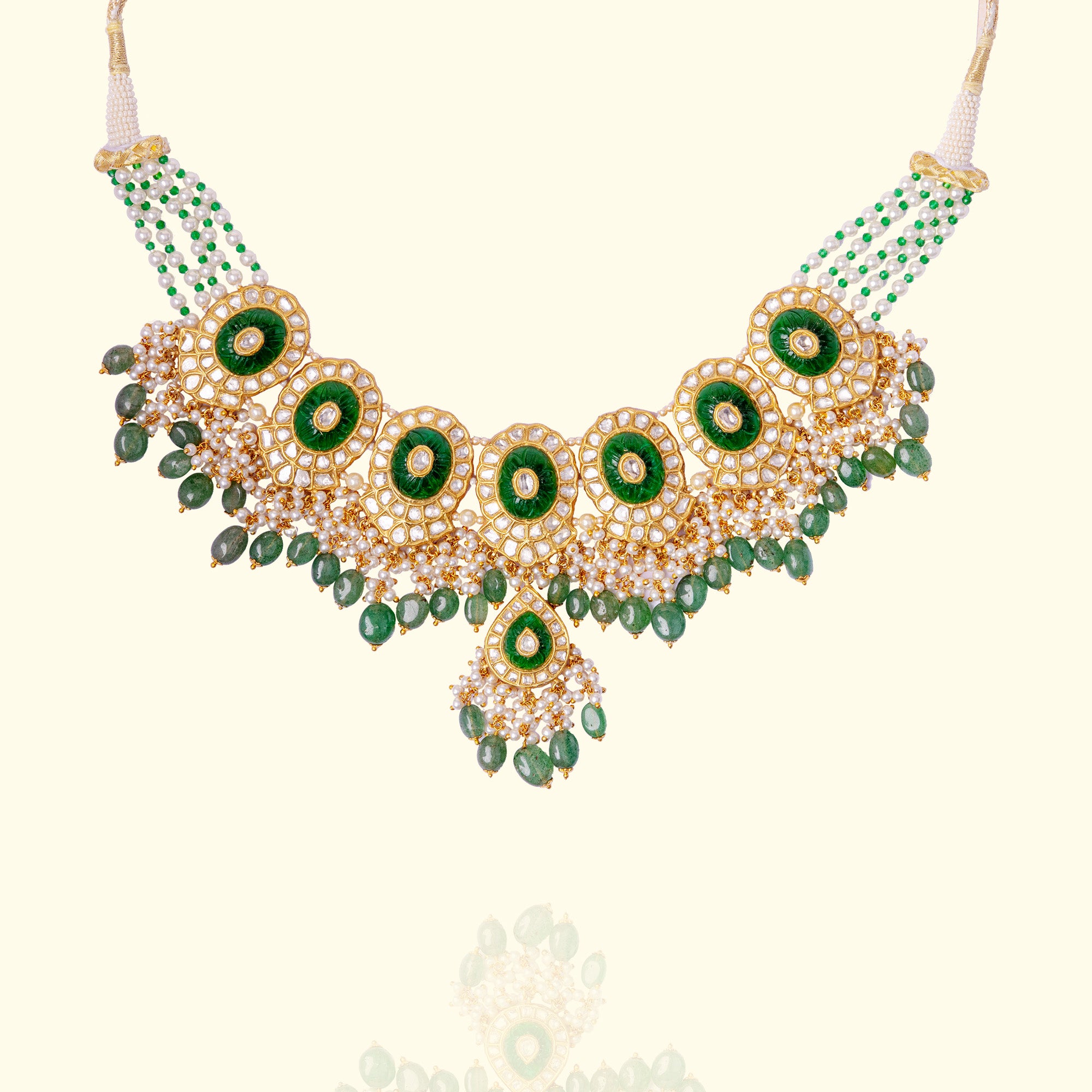 Mehnoor Polki emerald Necklace