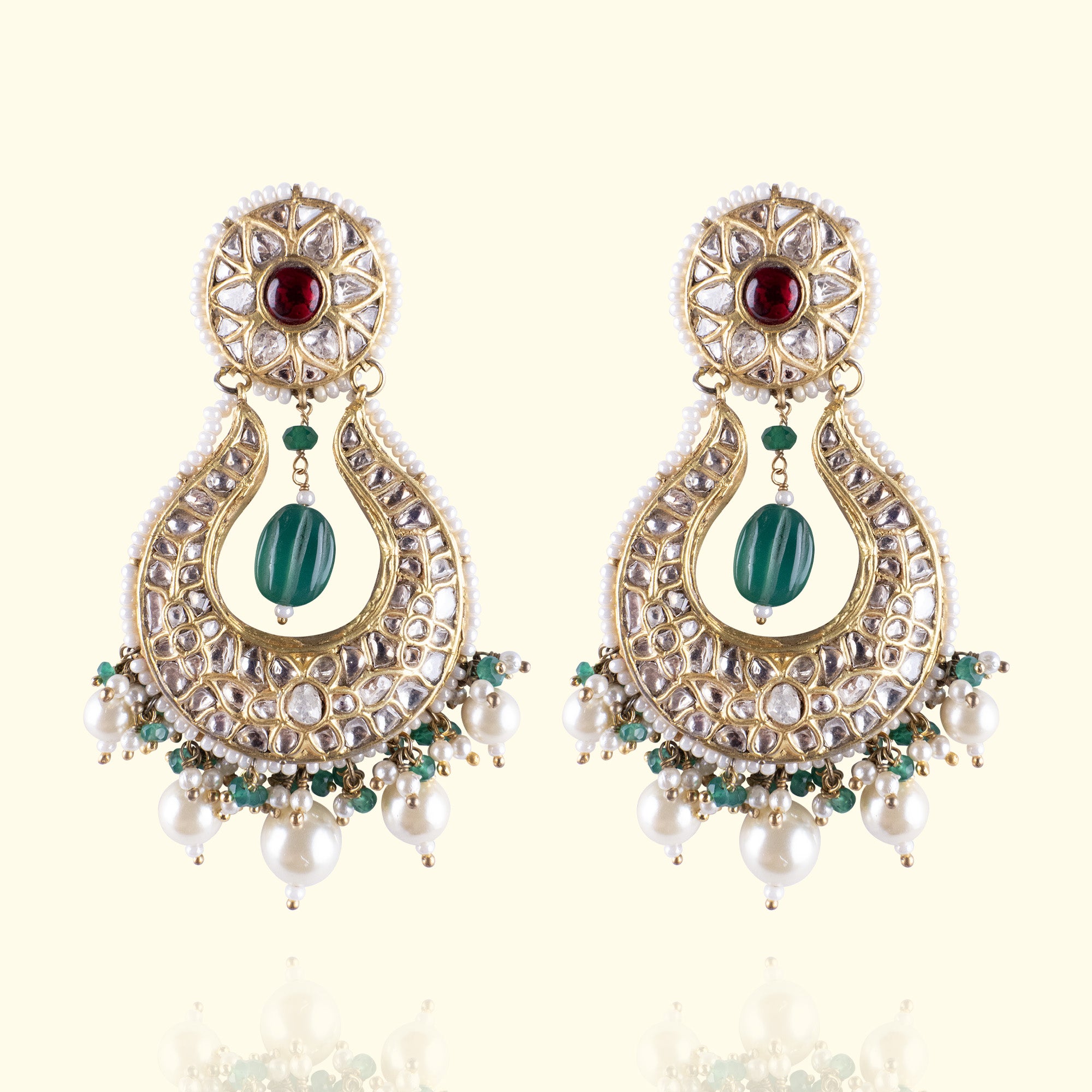 Varnika Polki Emerald Ruby Chandbalis