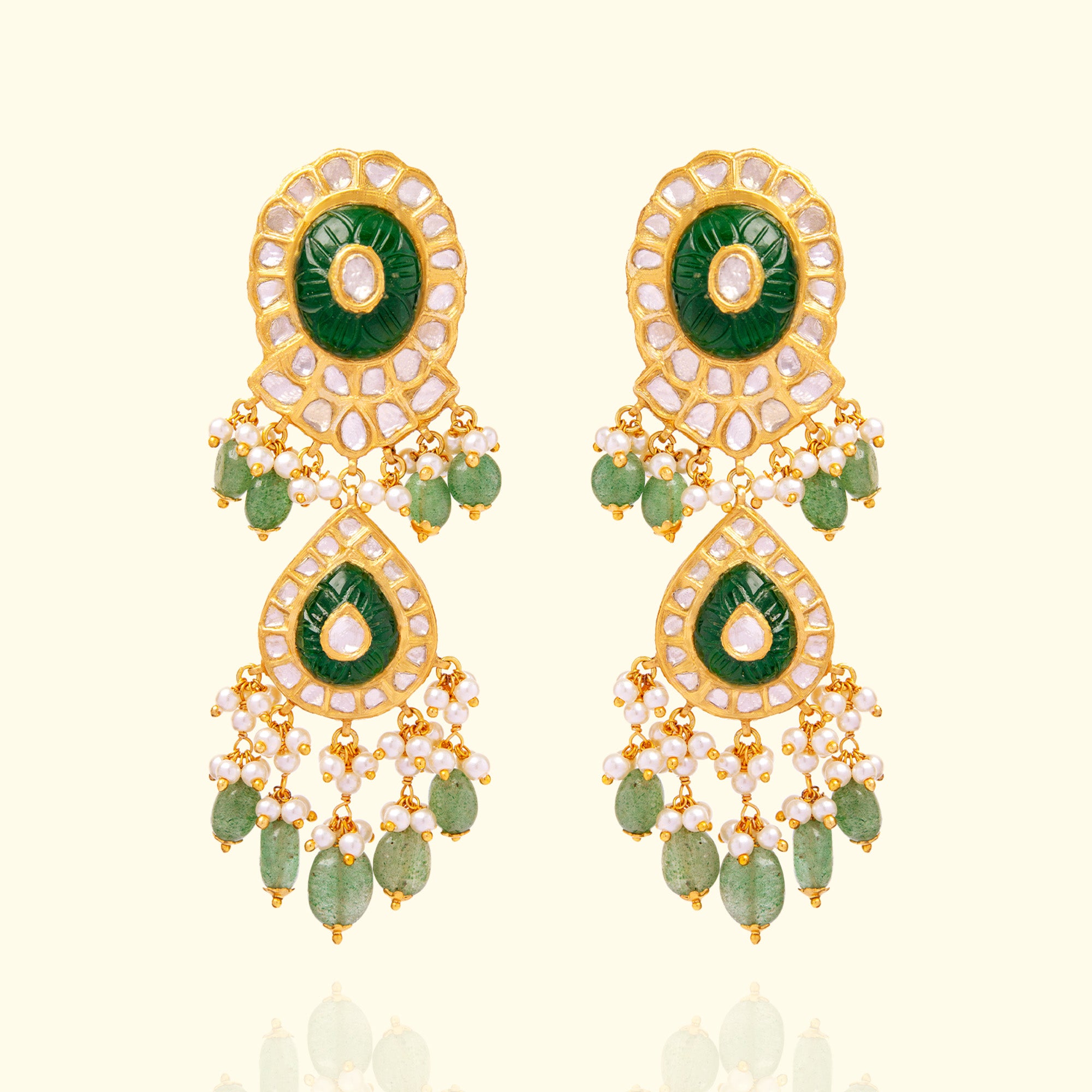 Mehnoor Polki Emerald Earrings