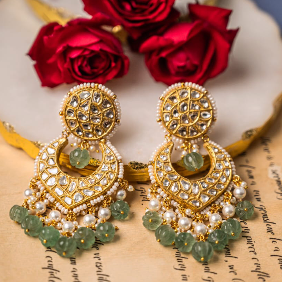 Yahvi Polki Emerald Chandbalis