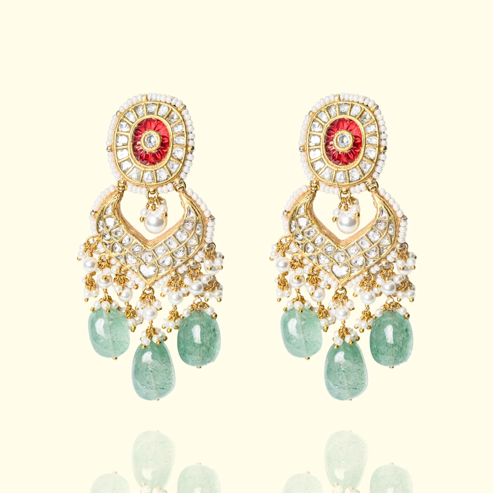 Mehreen Polki Emerald Chandbalis