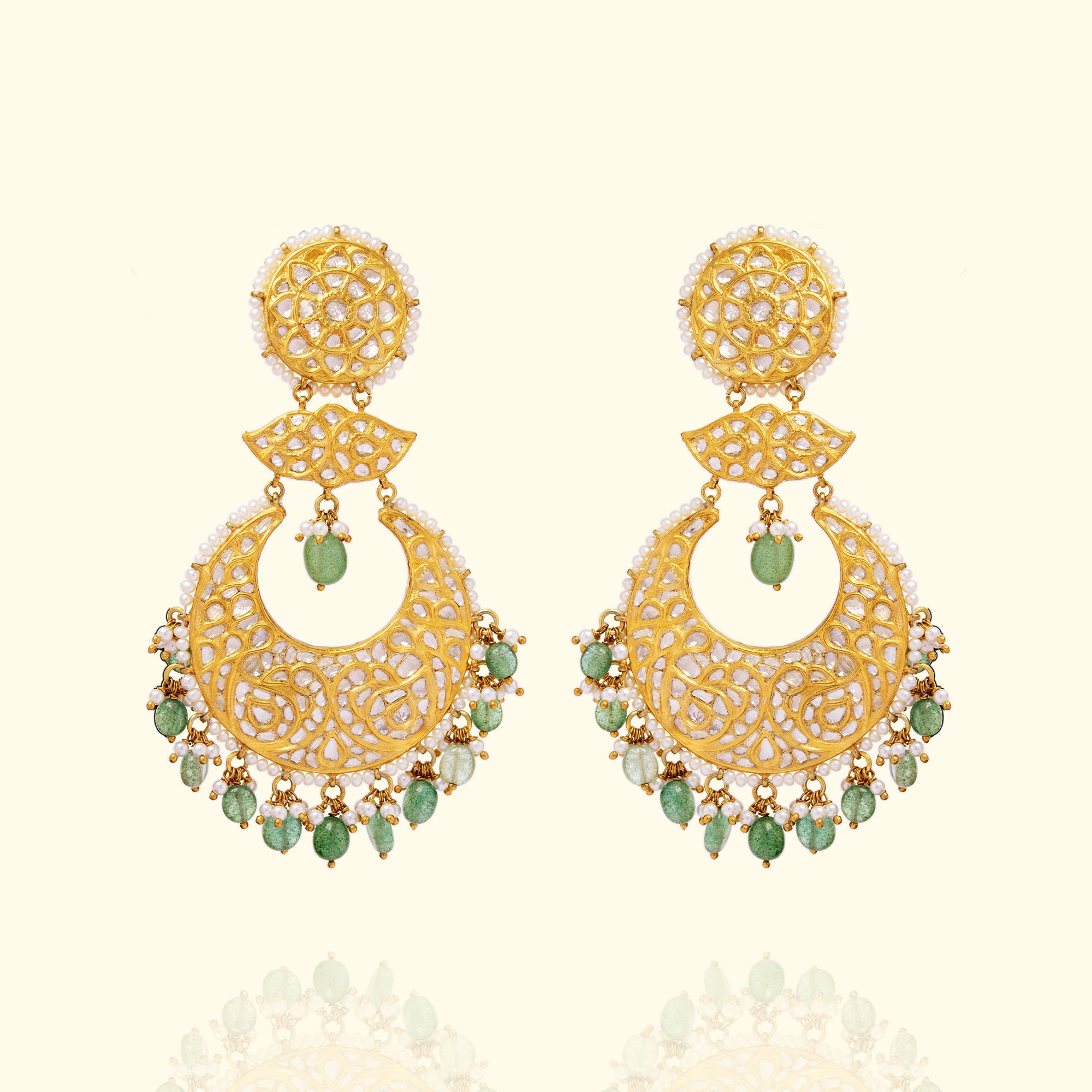 Ambi Polki Emerald Chandbalis