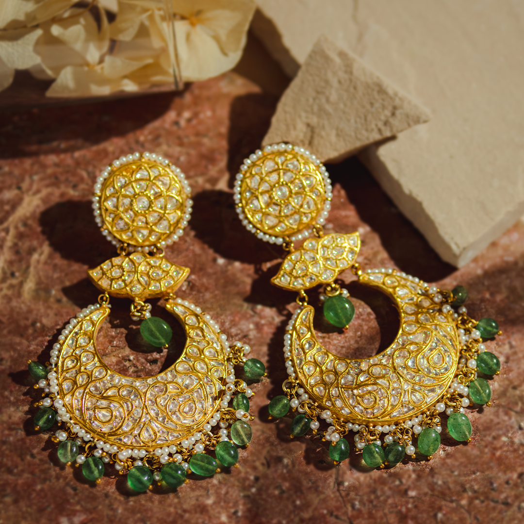 Ambi Polki Emerald Chandbalis
