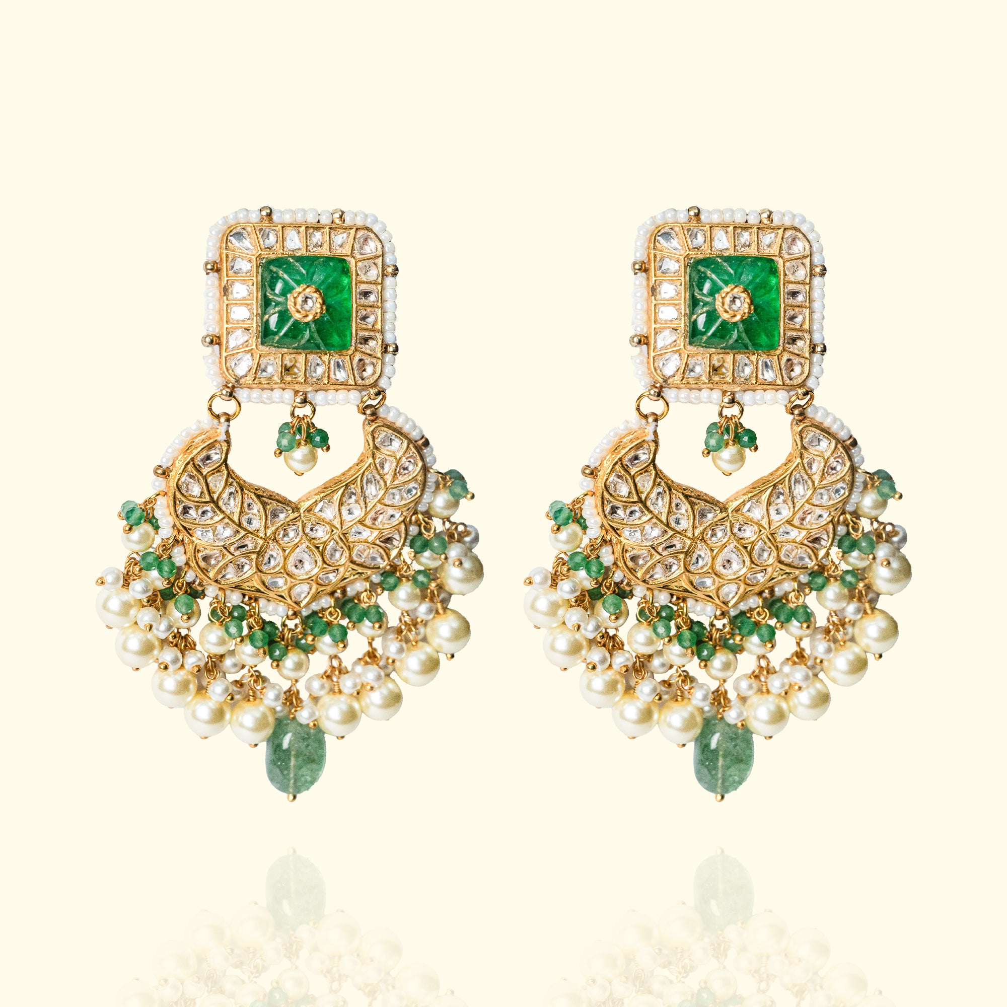 Bahaar Polki Emerald Chandbalis