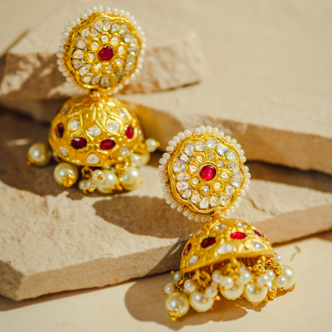 Bloom Polki Ruby Jhumkas