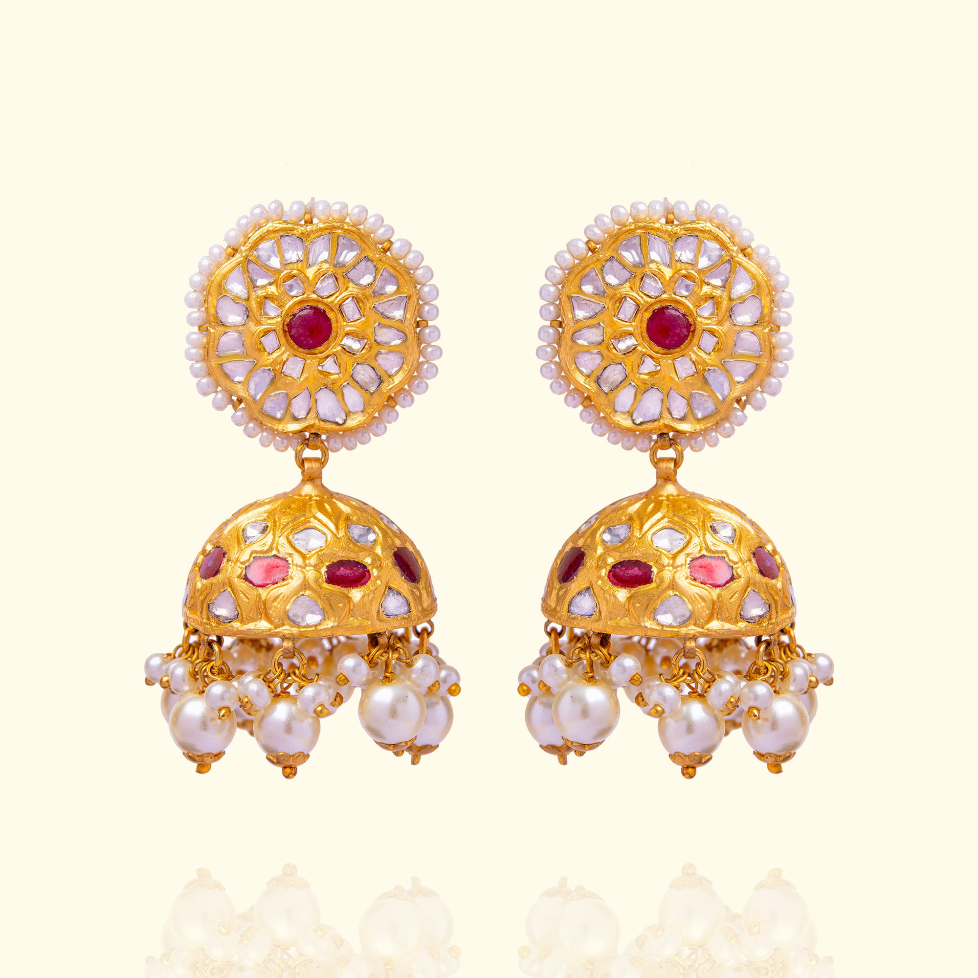 Bloom Polki Ruby Jhumkas