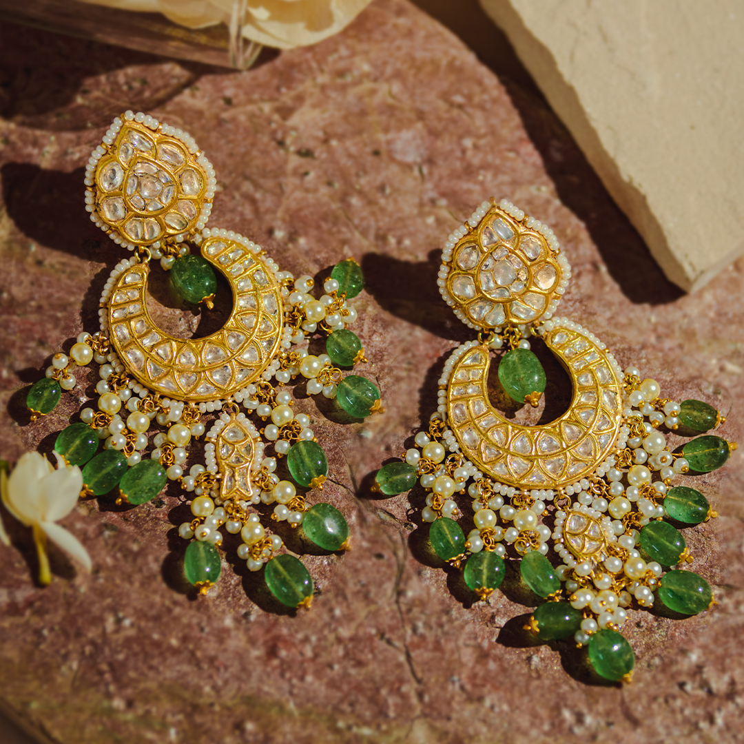 Alia Polki Emerald Chandbalis